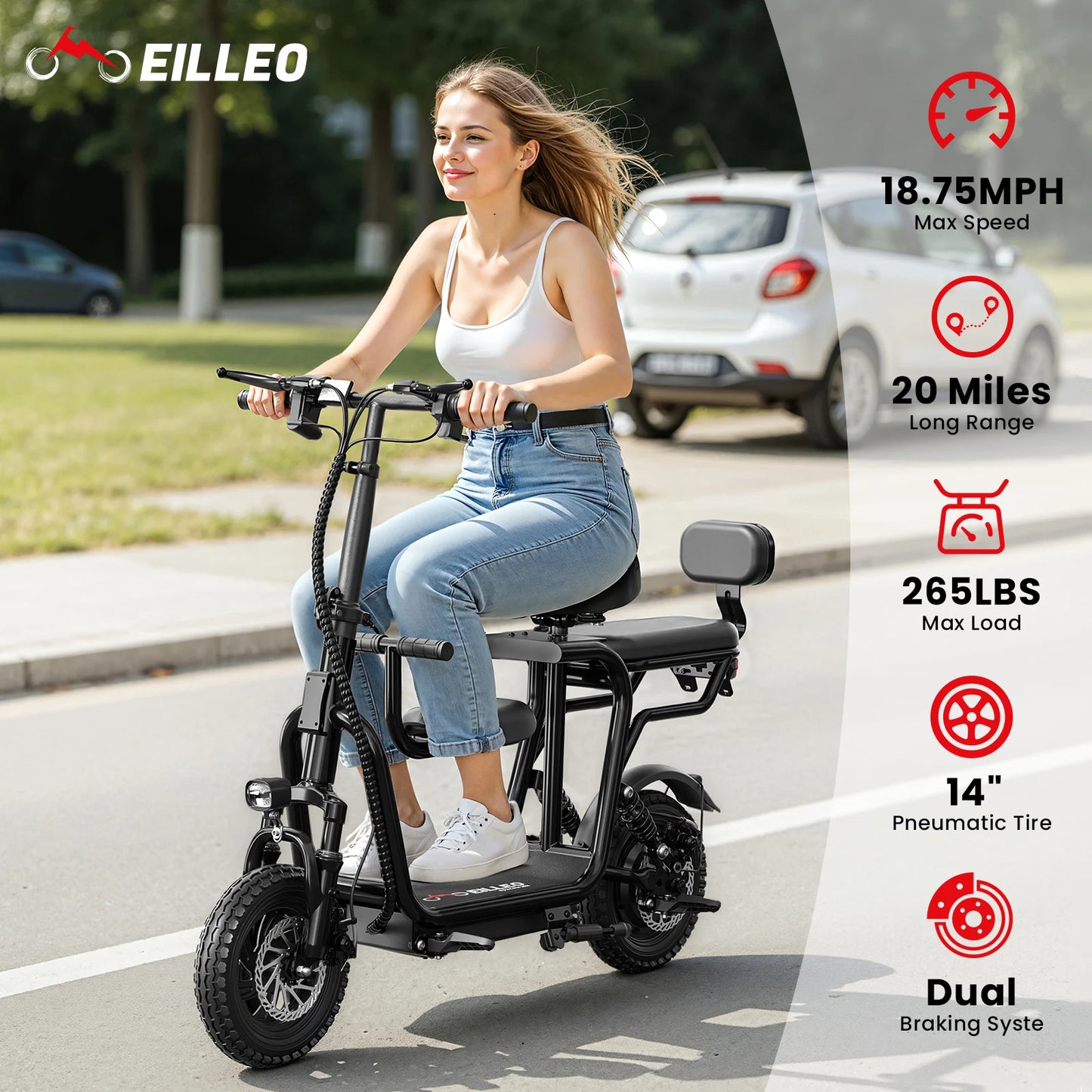 EILLEO SPACEWALK Foldable 750W Electric Scooter With Seat