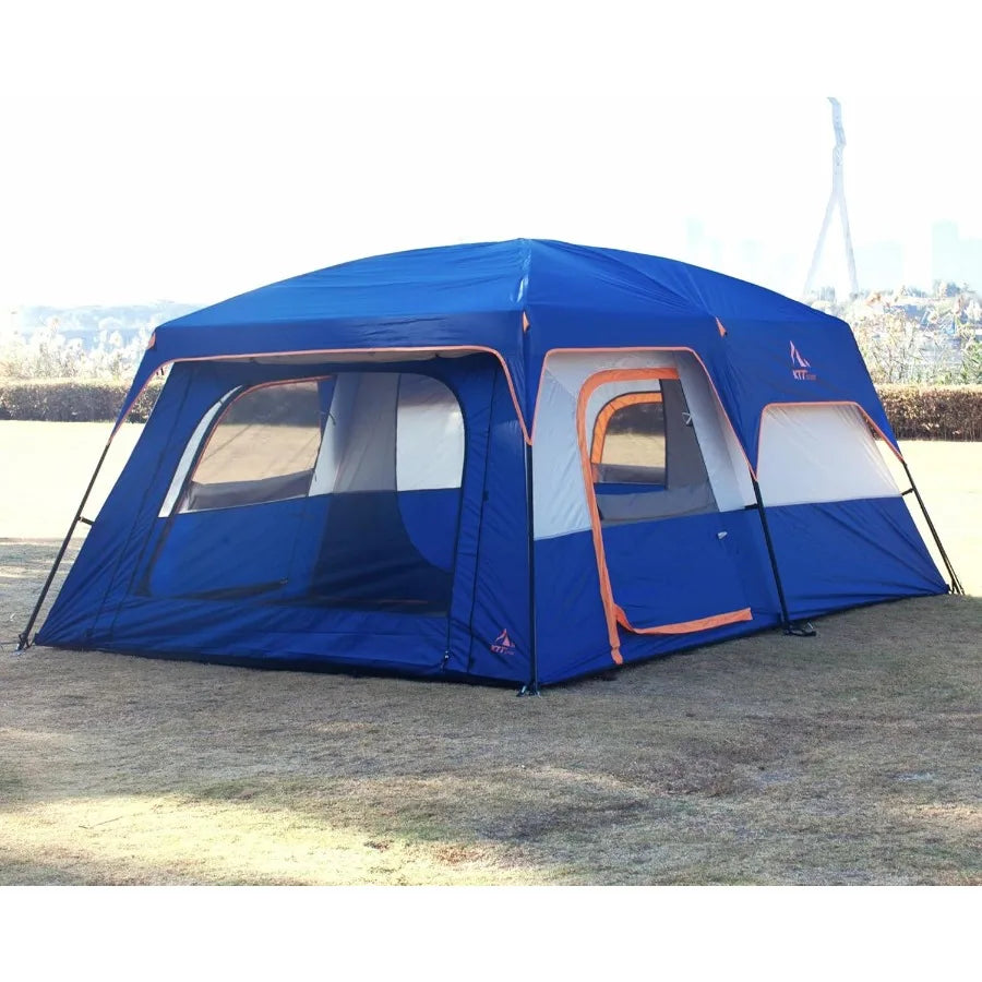 Extra Large Tent Waterproof Double Layer 2 Rooms 3 Doors