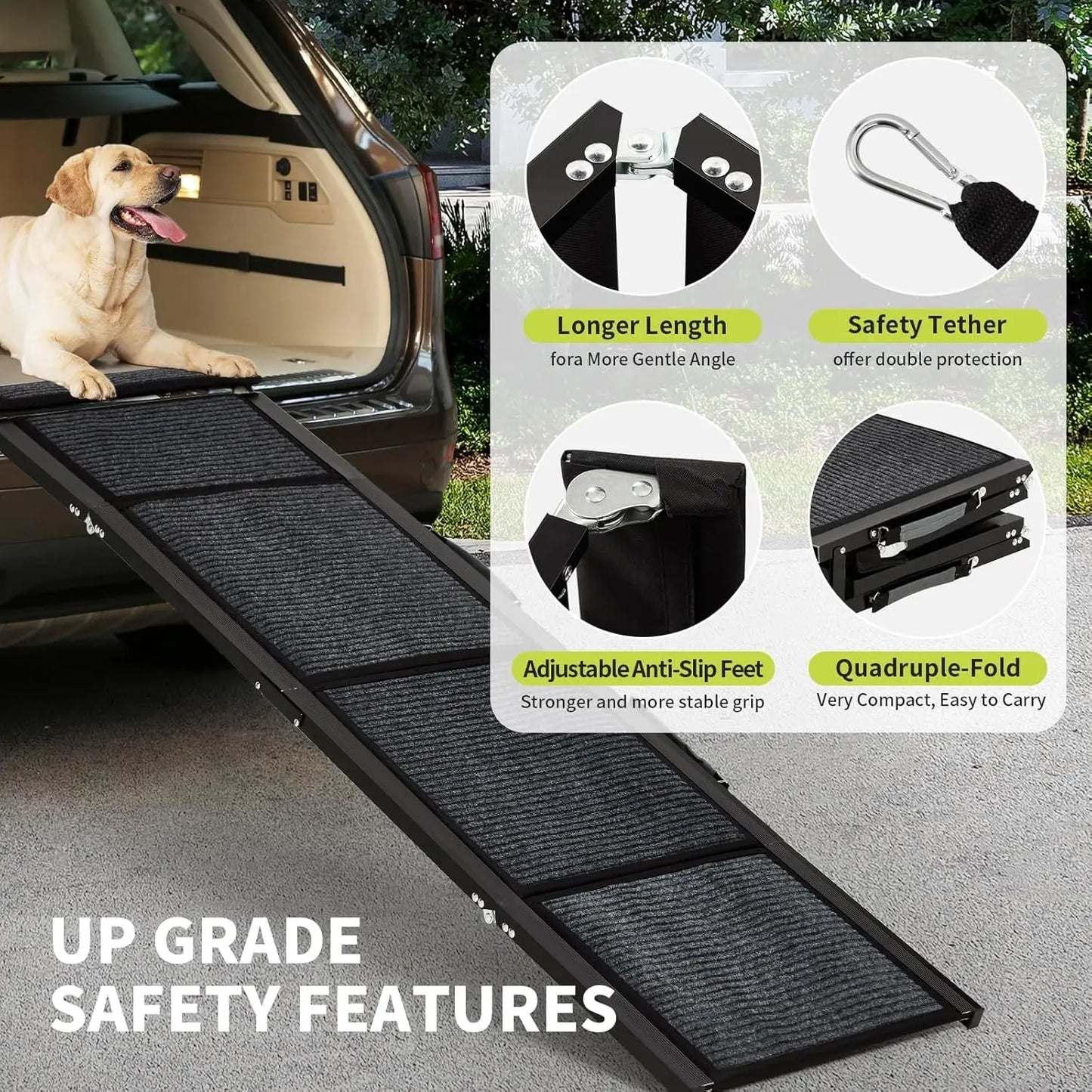 HiMISS Dog Ramp For Car Folding Pet Stairs Heavy Duty
