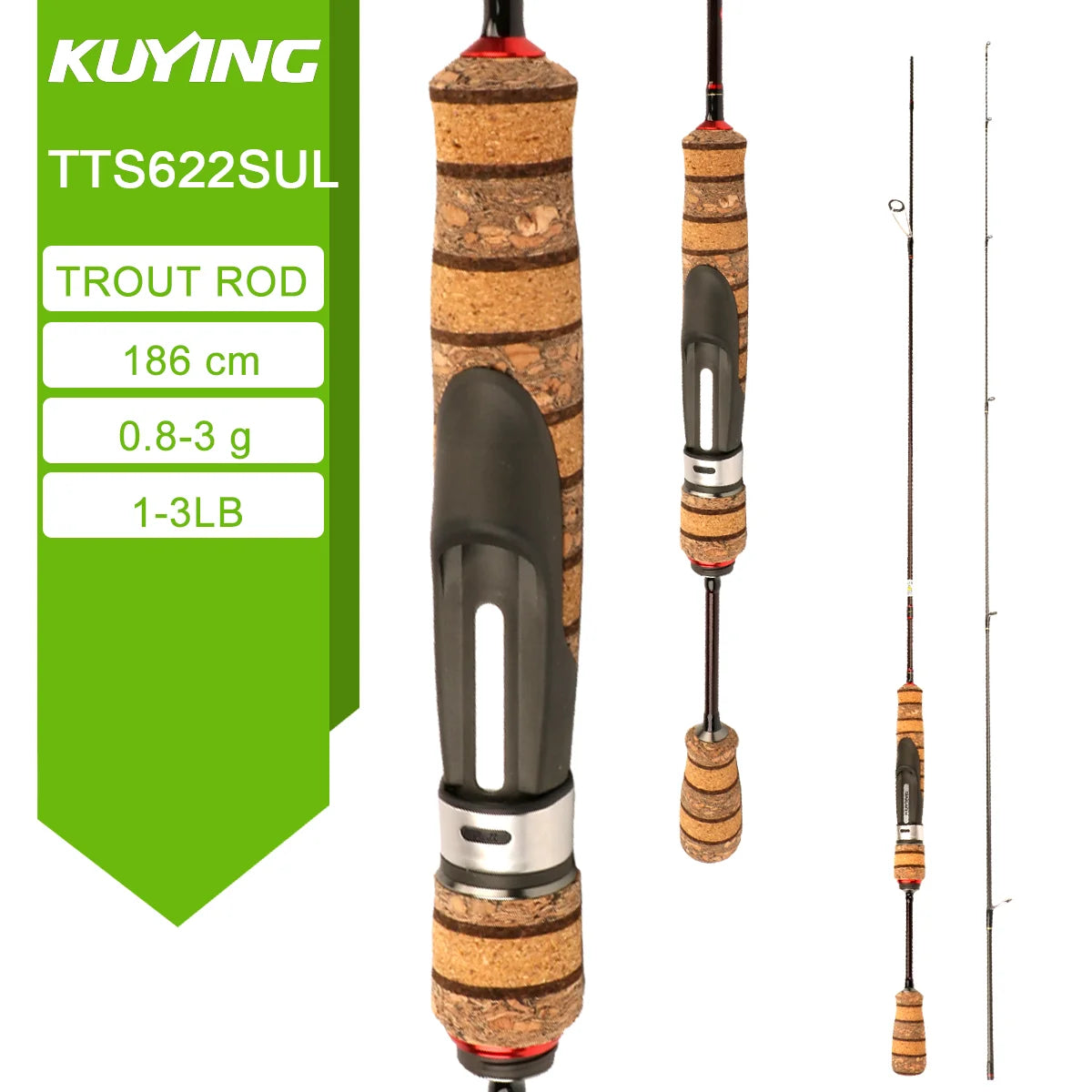 KUYING Lure Rod 6-10lb Fast Action Carbon Spinning Rod