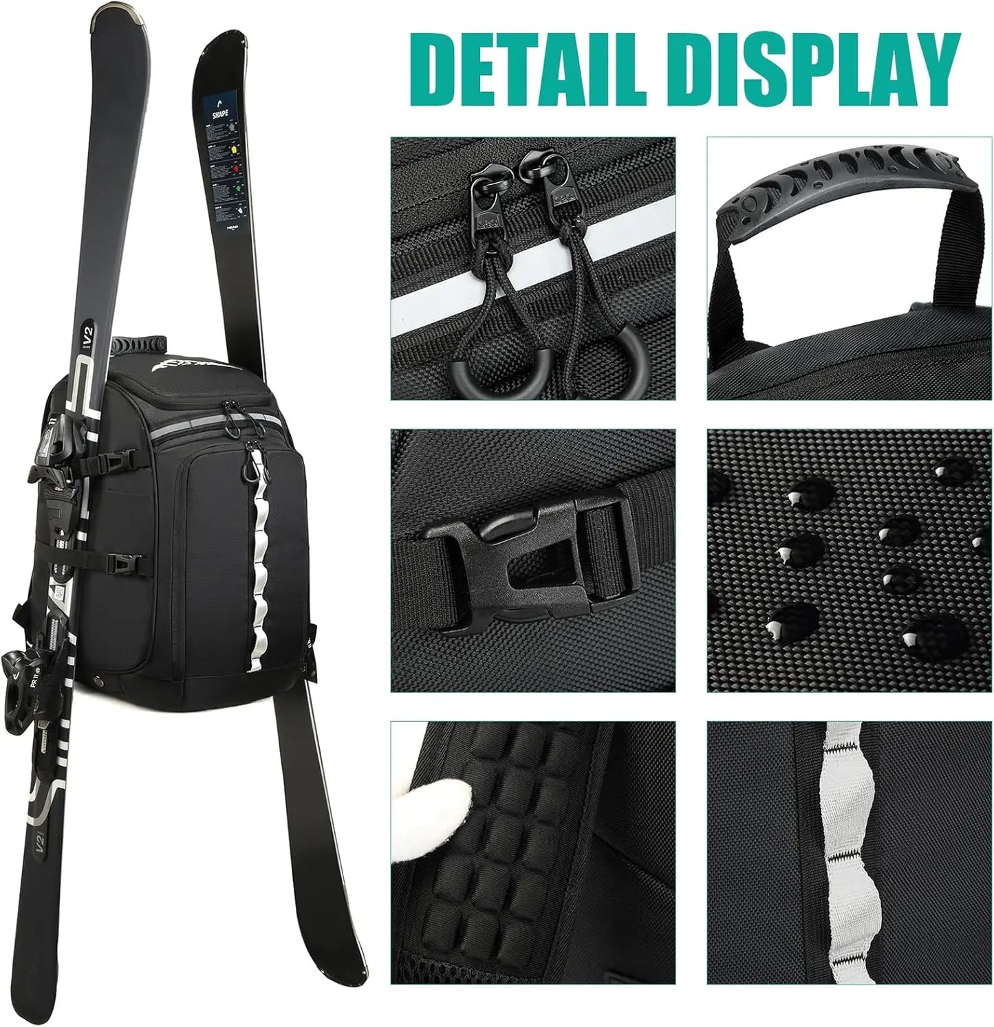 XMSJ Ski Boot Bag Waterproof Travel Backpack for Ski Gear