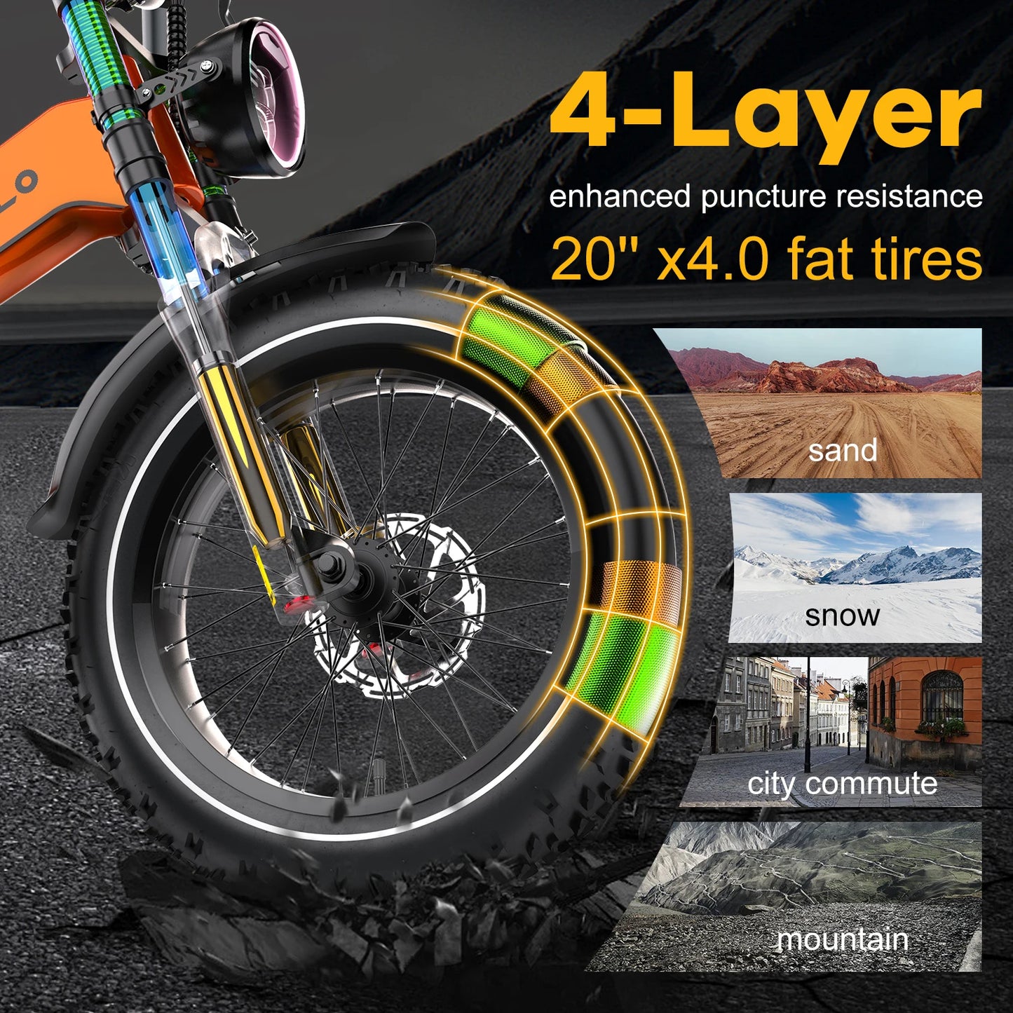 CYBERVELO EK6 Fat Tire 2000W Foldable Electric Bike With 48V Battery