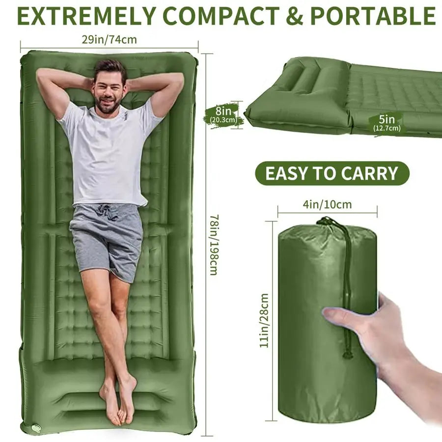 Camping Sleeping Pad With Built-In Foot Pump Waterproof Ultralight