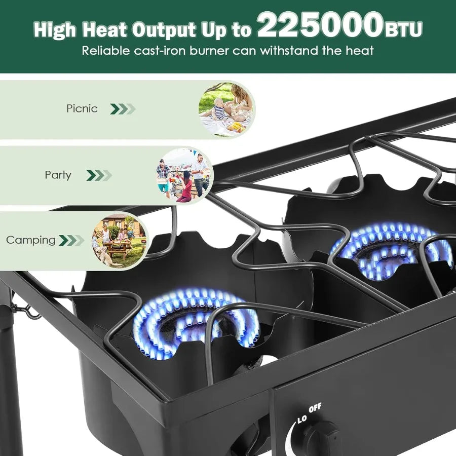 Outdoor Camping Stove 3 Burner Propane Cooker With CSA Regulator