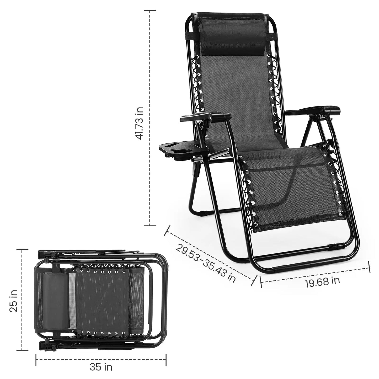JHK Zero Gravity Recliners Set Of 2 With Cup Holders