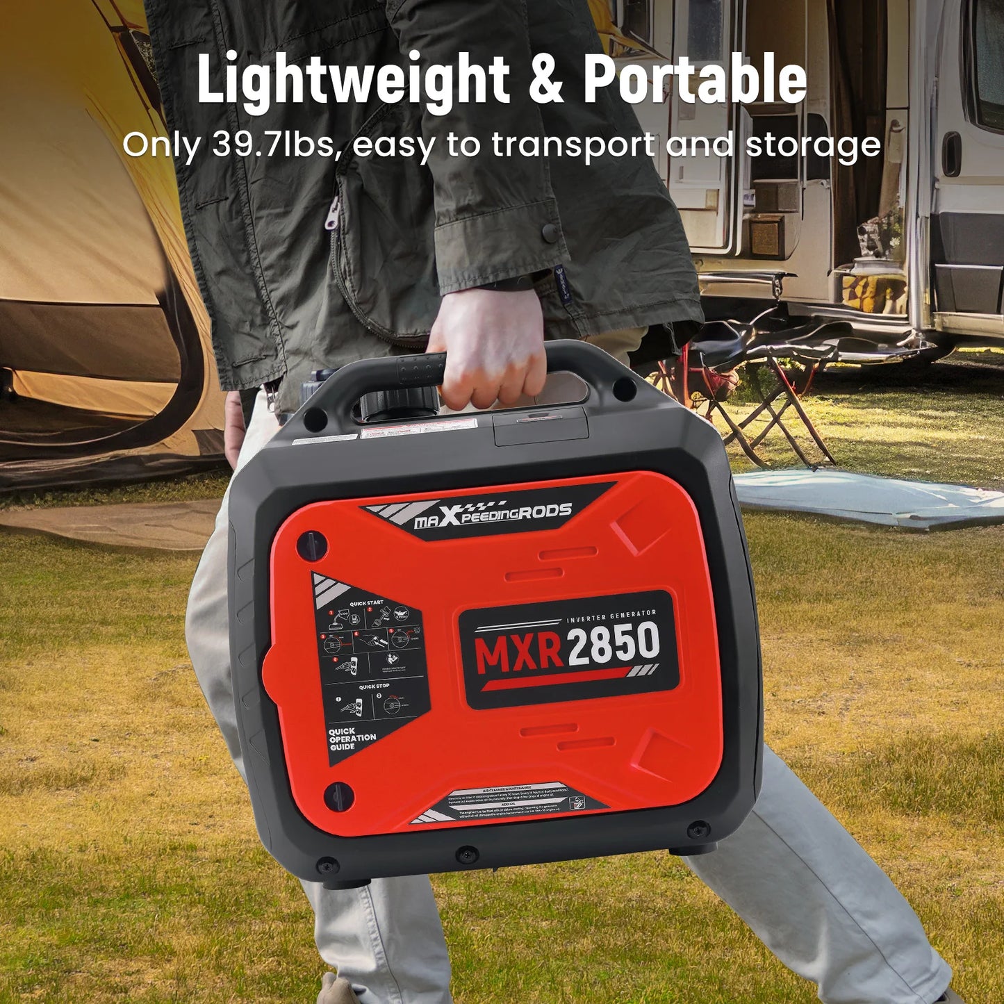 Maxpeedingrods 2850W Gas Powered Portable Inverter Generator 60 dB Quiet Camping