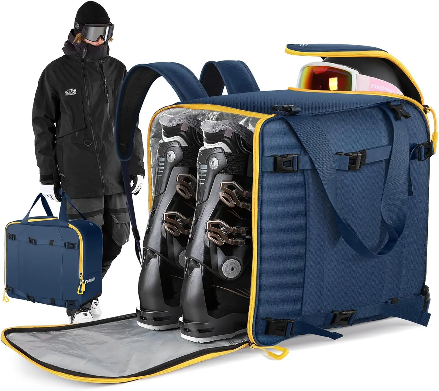 XMSJ Ski Boot Bag Waterproof Backpack For Skis And Gear