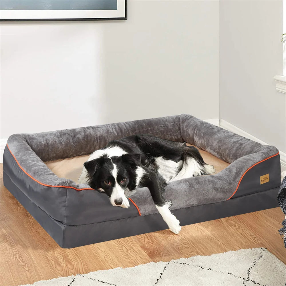 BORWARTC Orthopedic Memory Foam Dog Bed Waterproof With Removable Cover