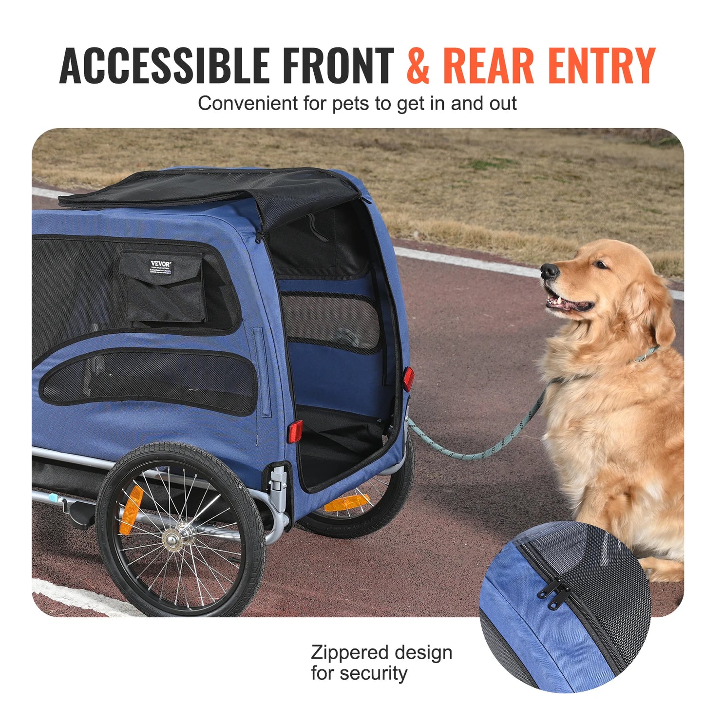 SucceBuy Pet Bicycle Trailer for Dogs Carrier With Reflectors