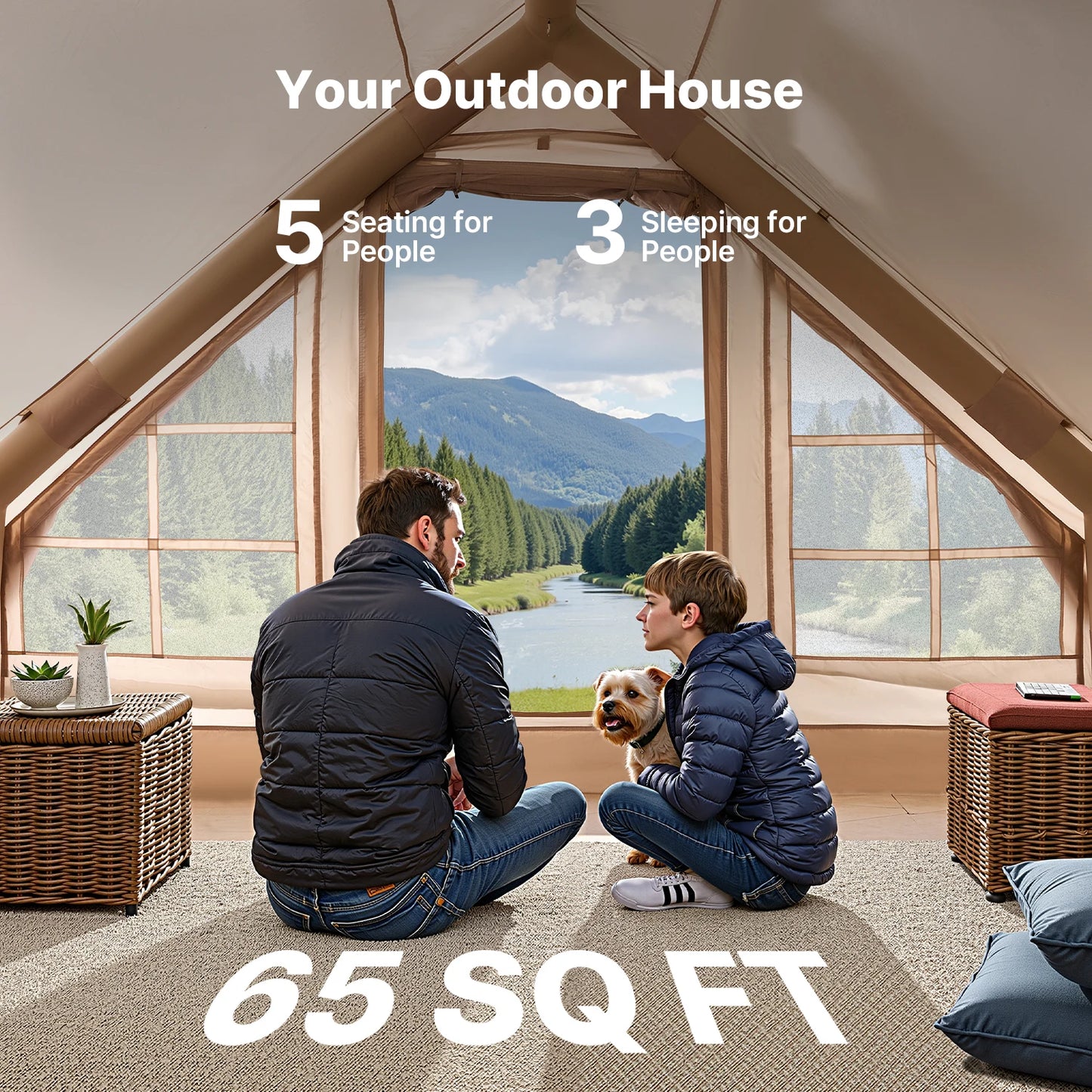 SucceBuy Inflatable Camping Tent With Easy Setup And Hand Pump