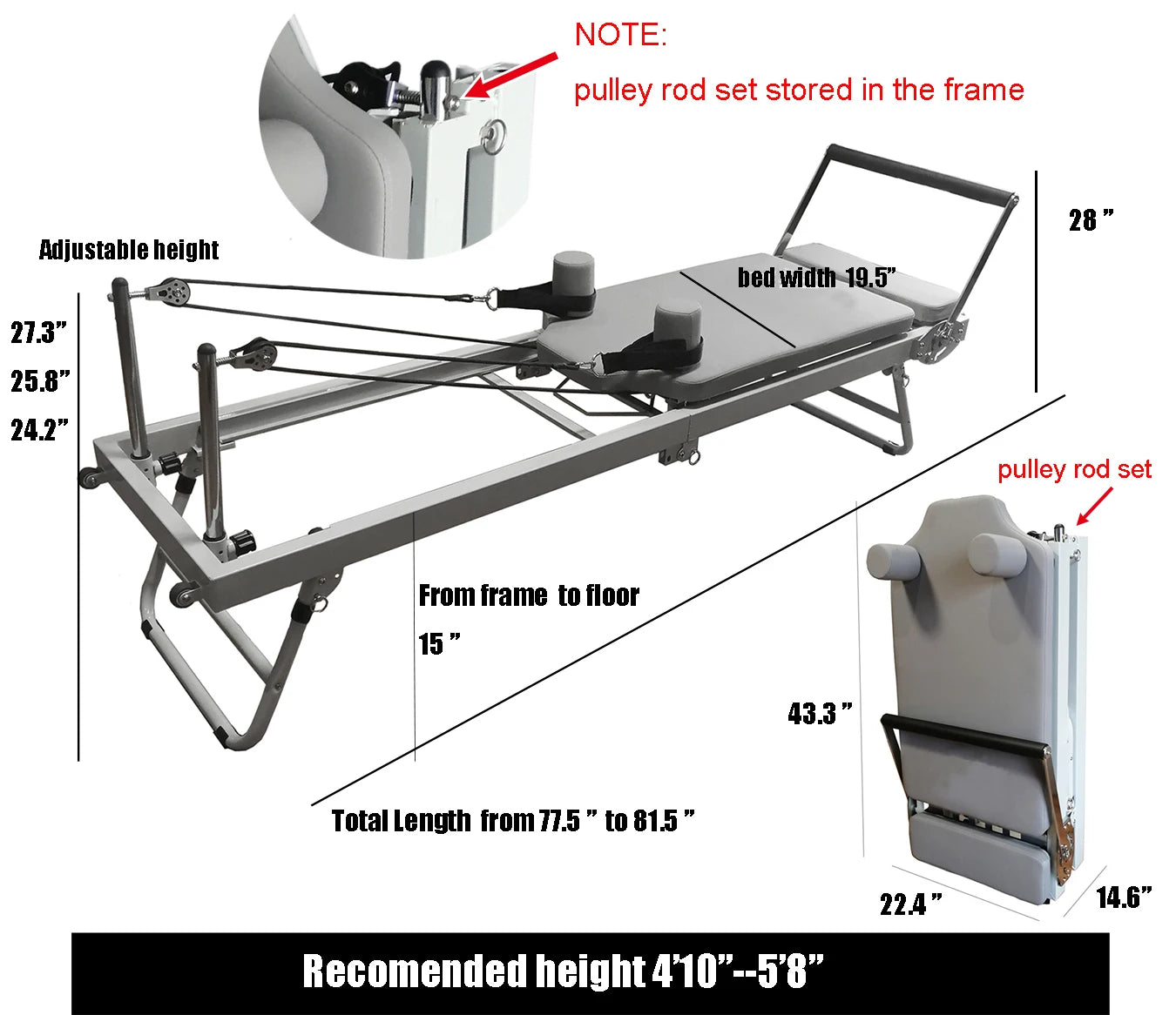 Nexace Pilates Reformer Fitness Equipment Foldable Home Gym