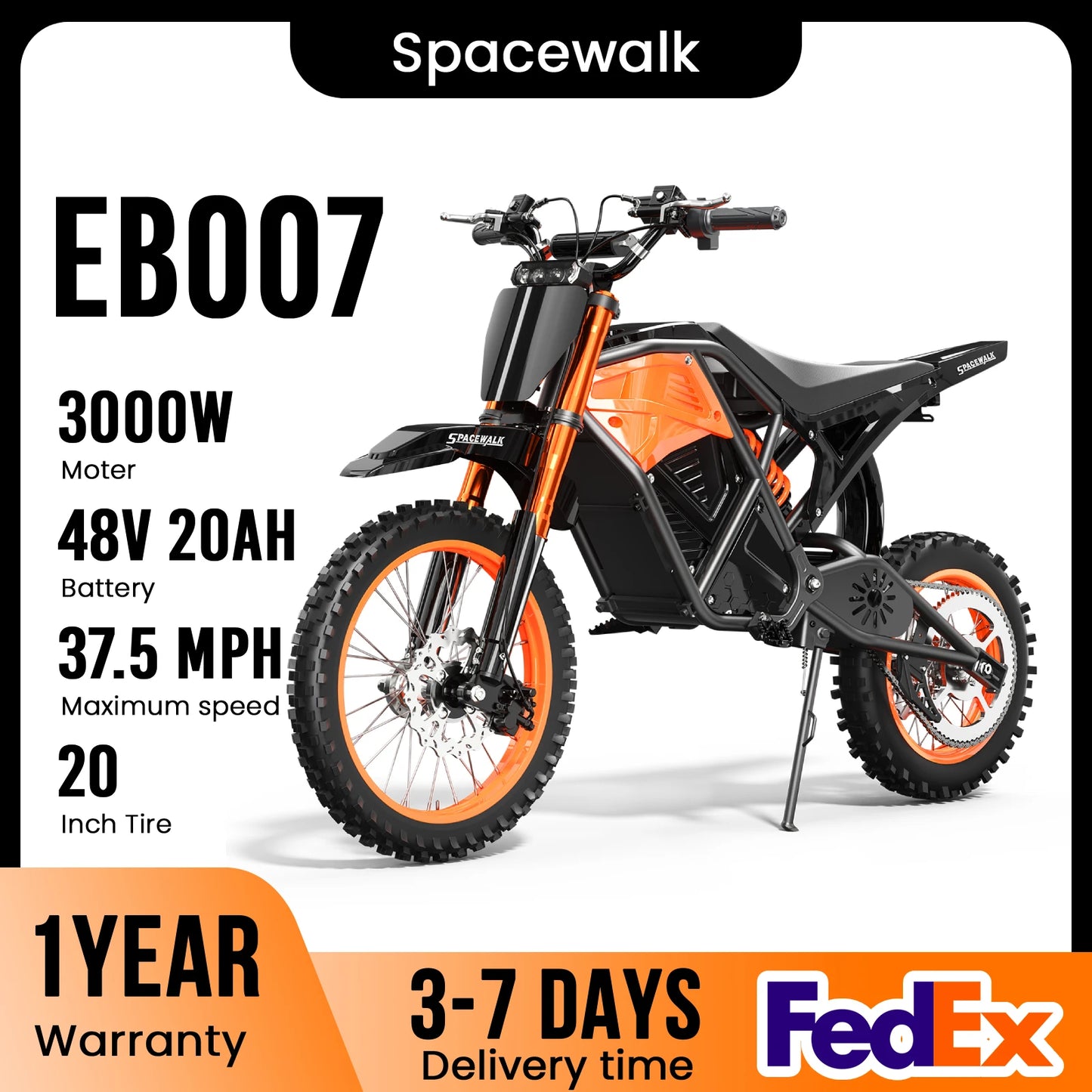 EILLEO SPACEWALK 48V Electric Dirt Bike 3000W Peak For Adults
