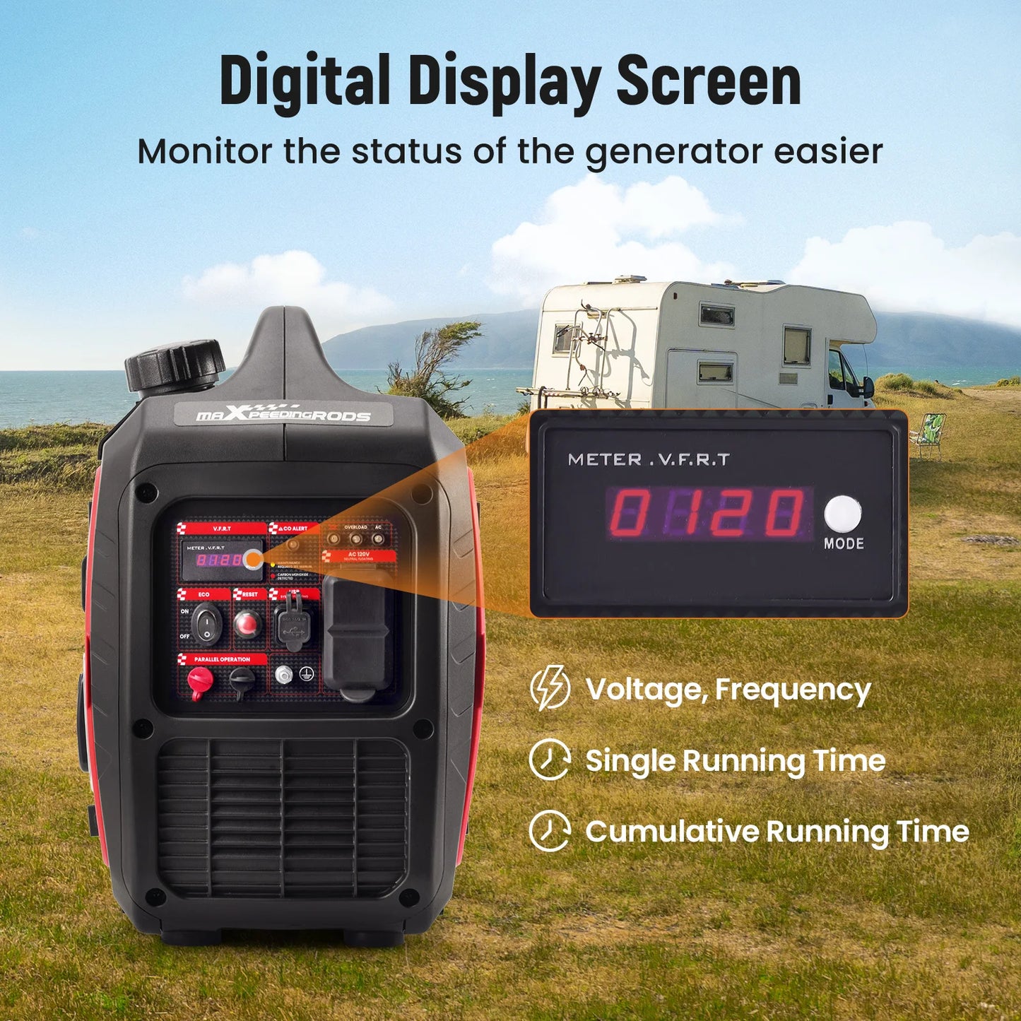 Maxpeedingrods 2850W Gas Powered Portable Inverter Generator 60 dB Quiet Camping