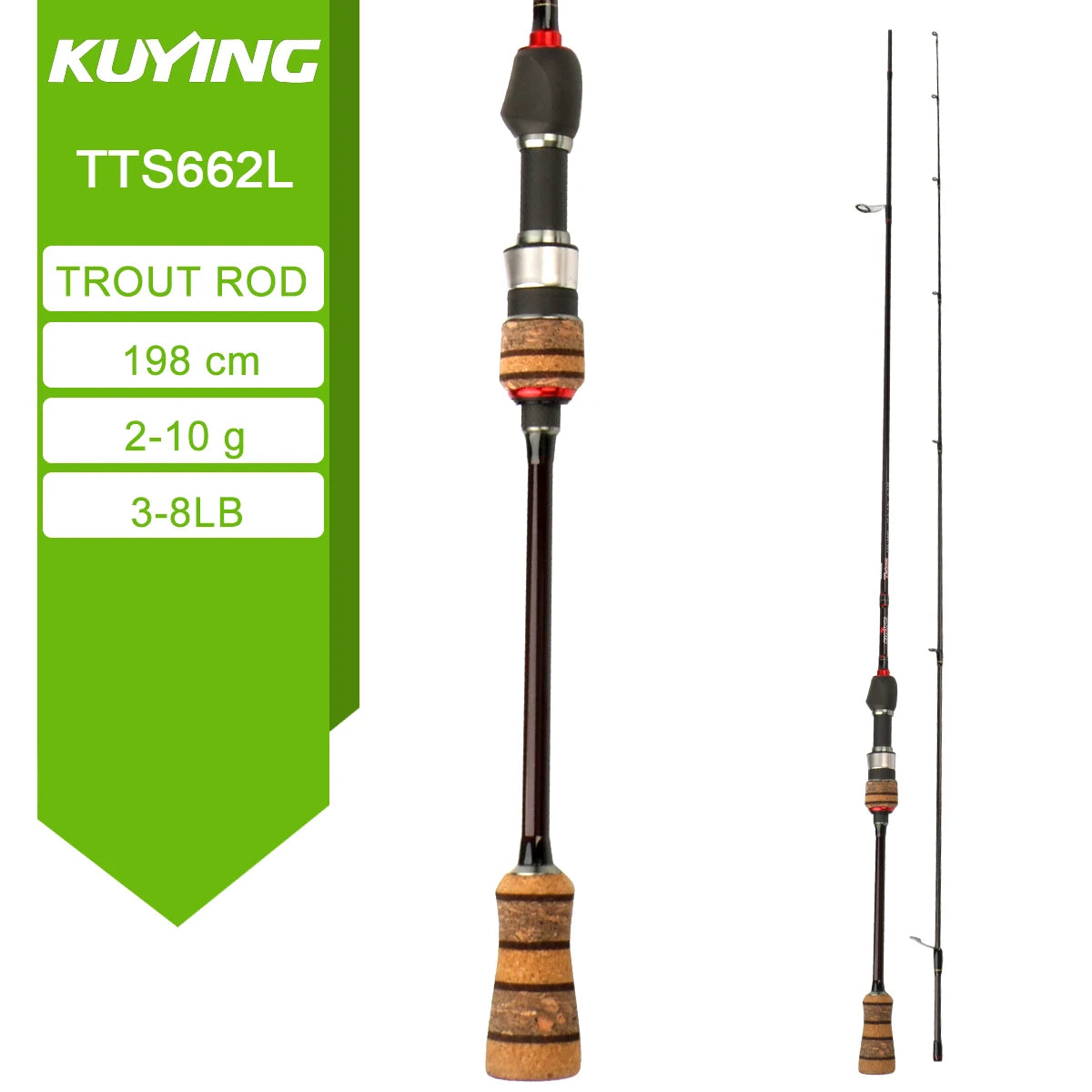 KUYING Lure Rod 6-10lb Fast Action Carbon Spinning Rod