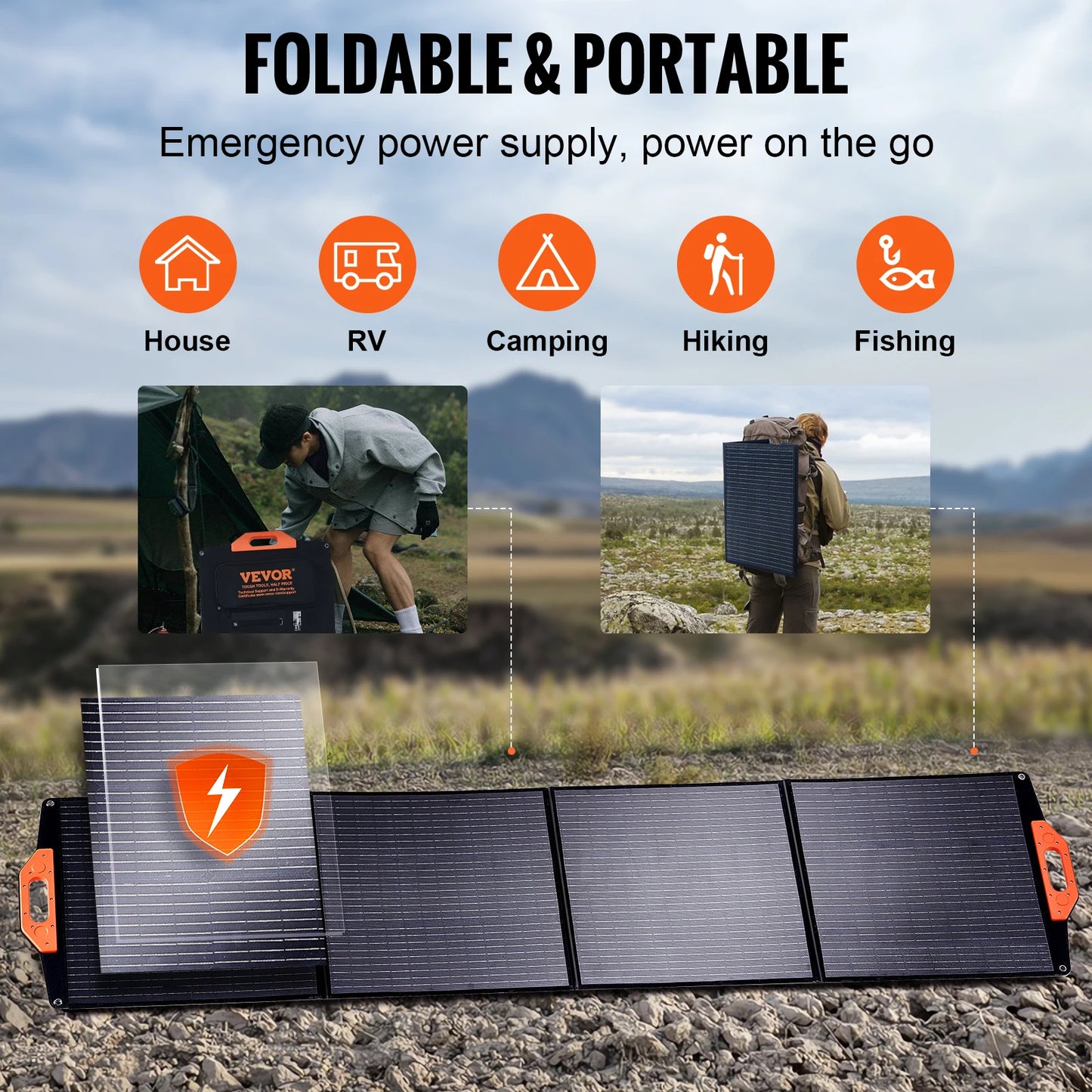 SucceBuy Portable Monocrystalline Foldable Solar Panel Charger Waterproof