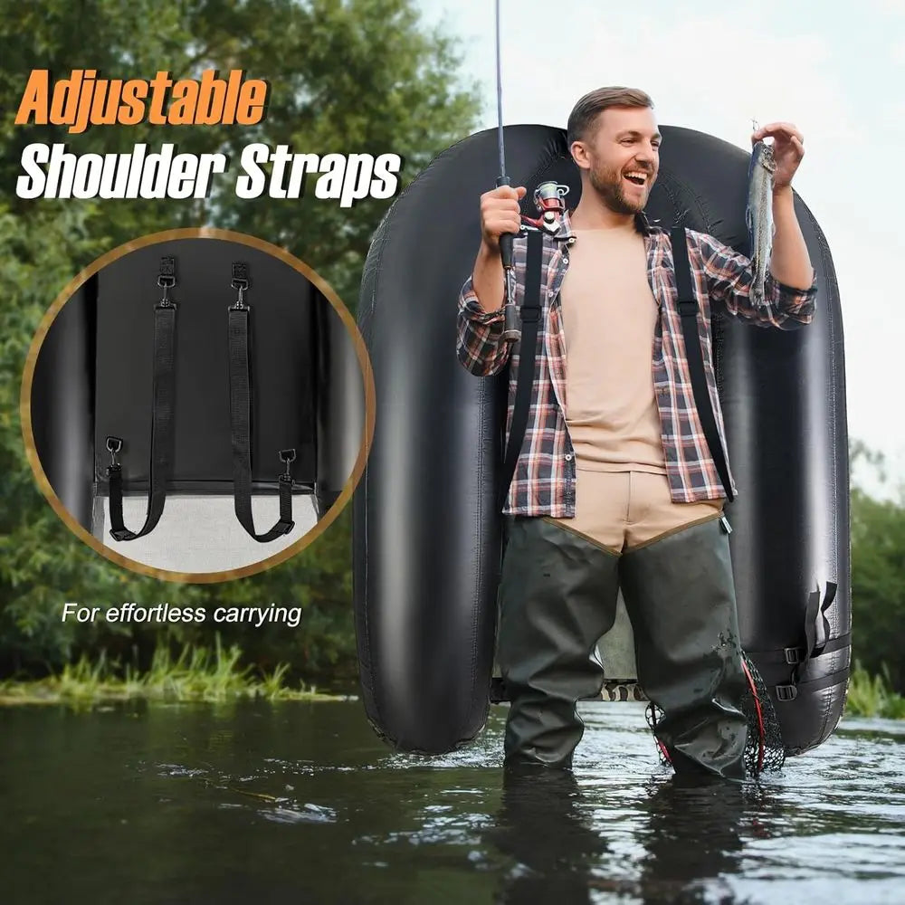 Inflatable Belly Boat With Rod Holder And Pump
