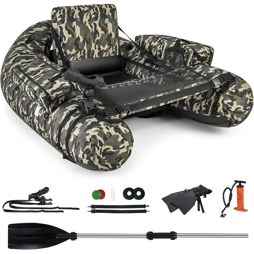 Inflatable Belly Boat With Rod Holder And Pump
