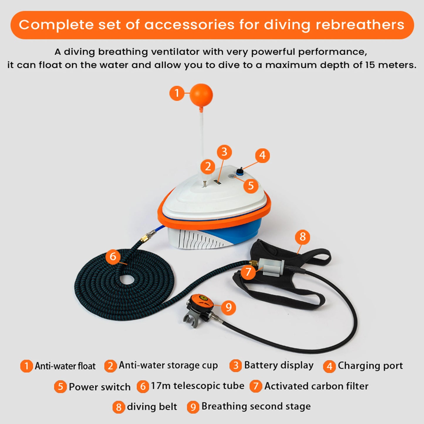 TUDIVING Tankless Diving System Portable Hookah With Regulator