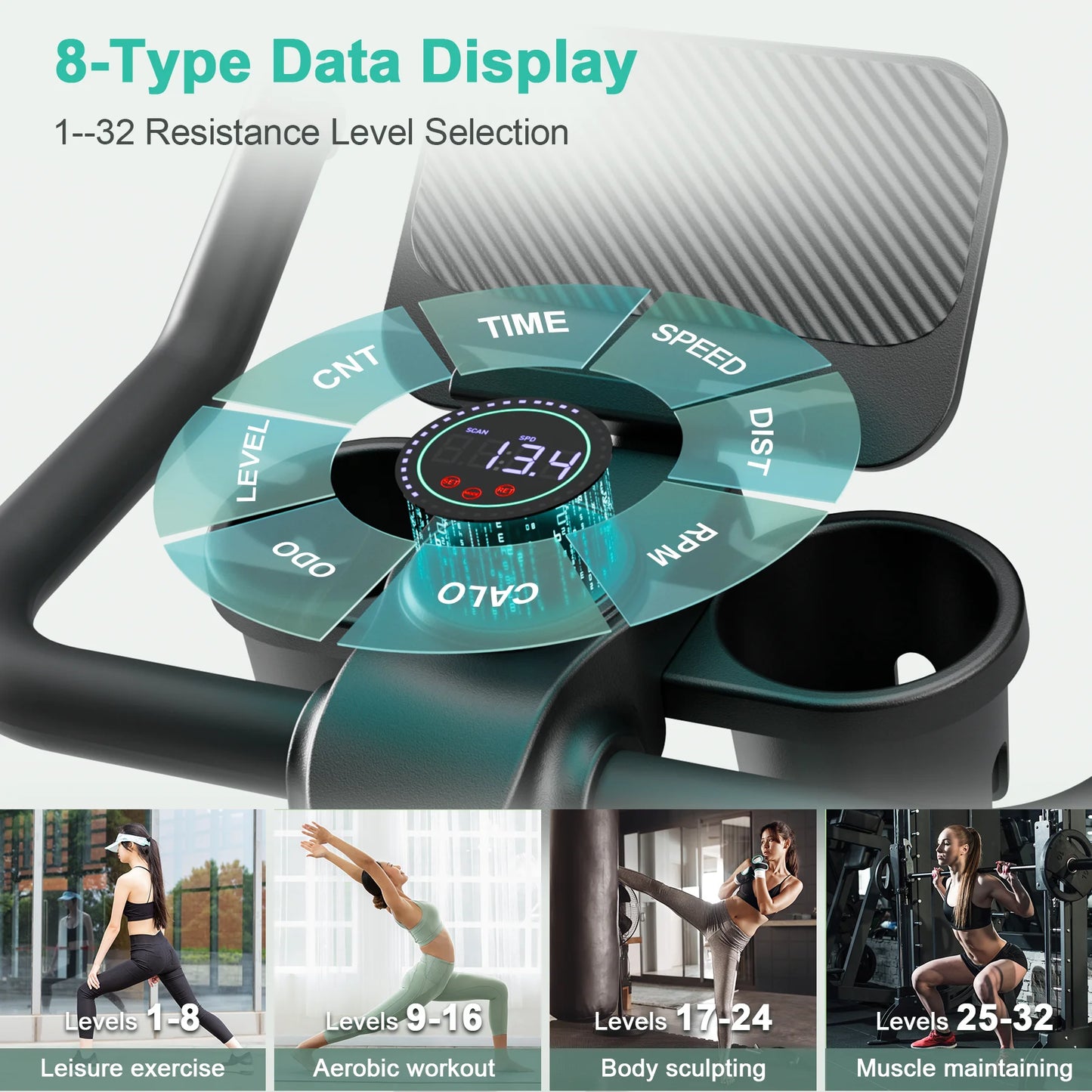 Superun 32 Level Magnetic Resistance Stationary Bike For Home