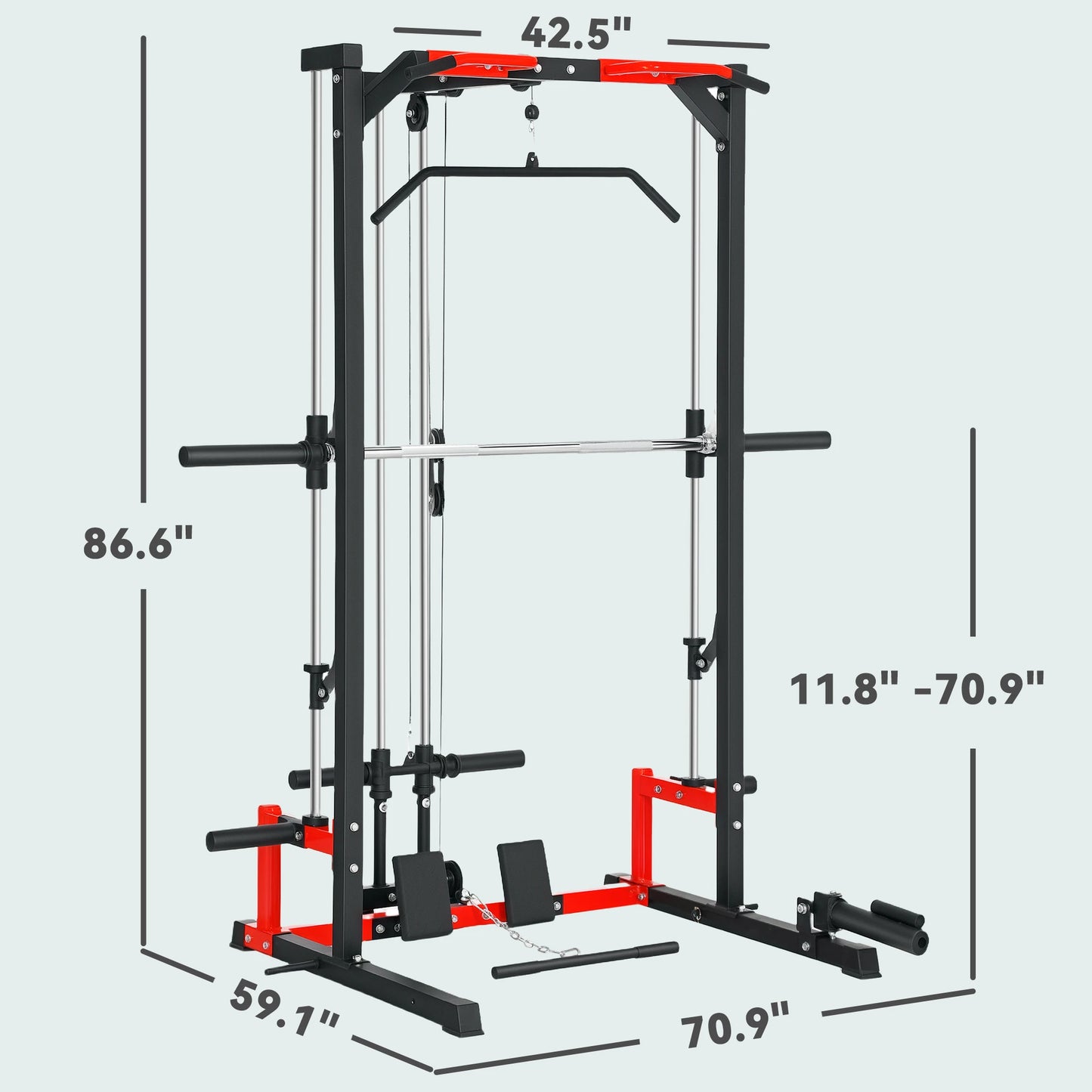 Hign-concerned Smith Machine Multi Function Power Cage Lat Pulldown