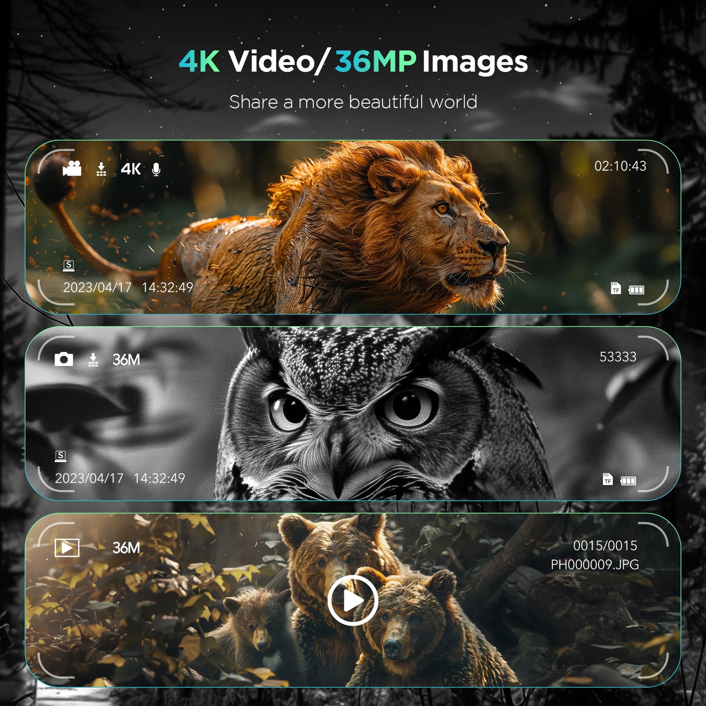 DIYIMINE Night Vision Binoculars IR Illuminator 4K Video Recording