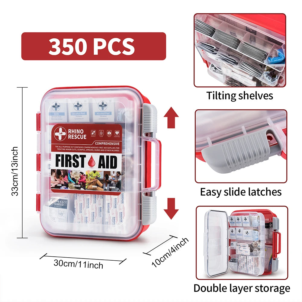 Rhino Rescue 350-Piece All-Purpose First Aid Kit for Home