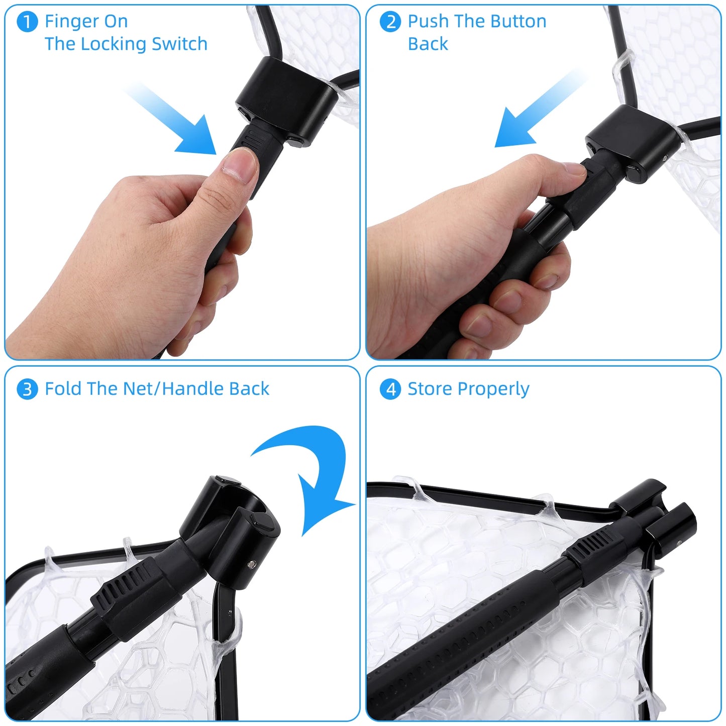 TWISTER.CK Foldable Trout Fishing Net With Rubber Mesh Handle