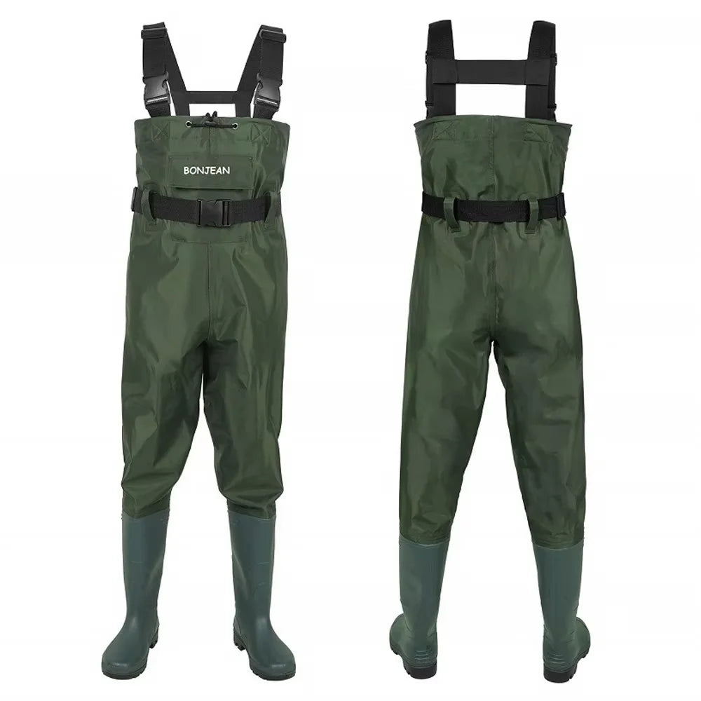 Waterproof Fishing Waders Chest Length With Boots Durable Breathable Overalls