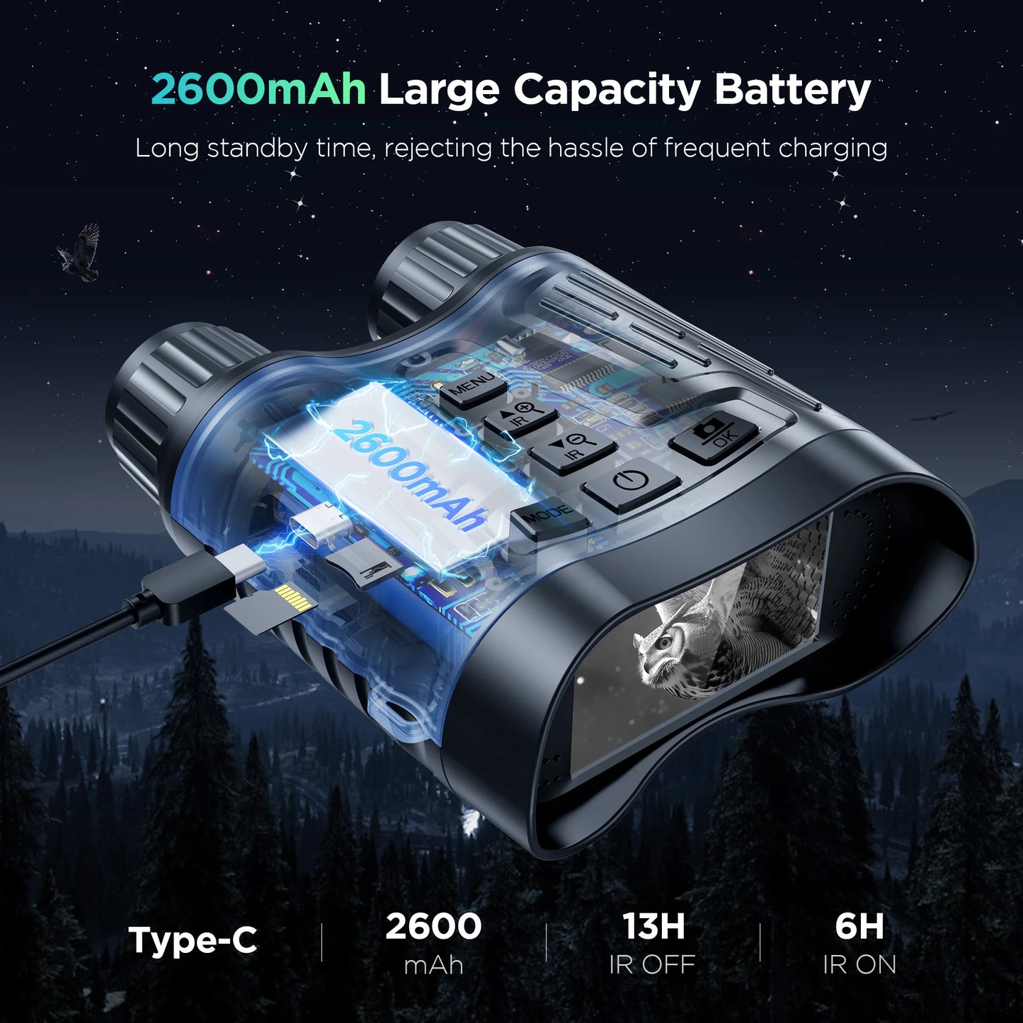 DIYIMINE Night Vision Binoculars IR Illuminator 4K Video Recording