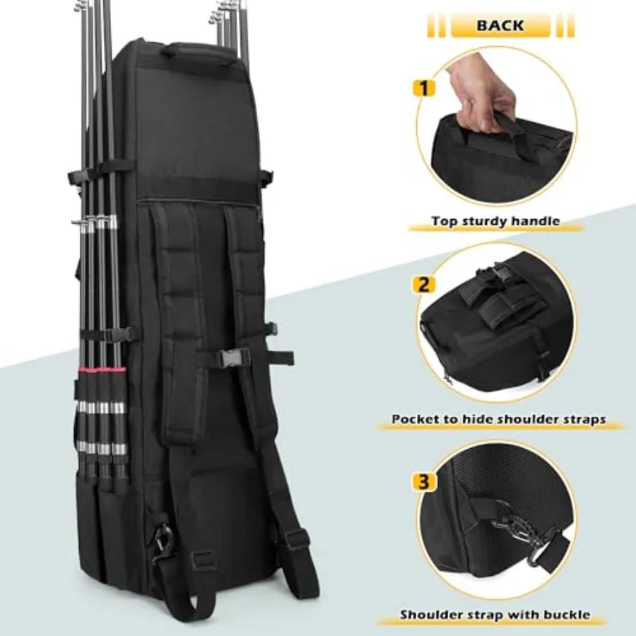 Fishing Backpack With Tactical Molle System For 8 Rods
