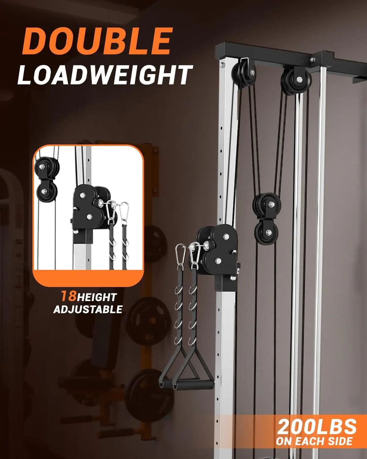 HiMISS Wall Mount Cable Station Dual Pulley For Home Gym