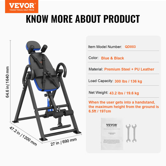 SucceBuy Inversion Table Heavy Duty Decompression Back Stretcher With Headrest