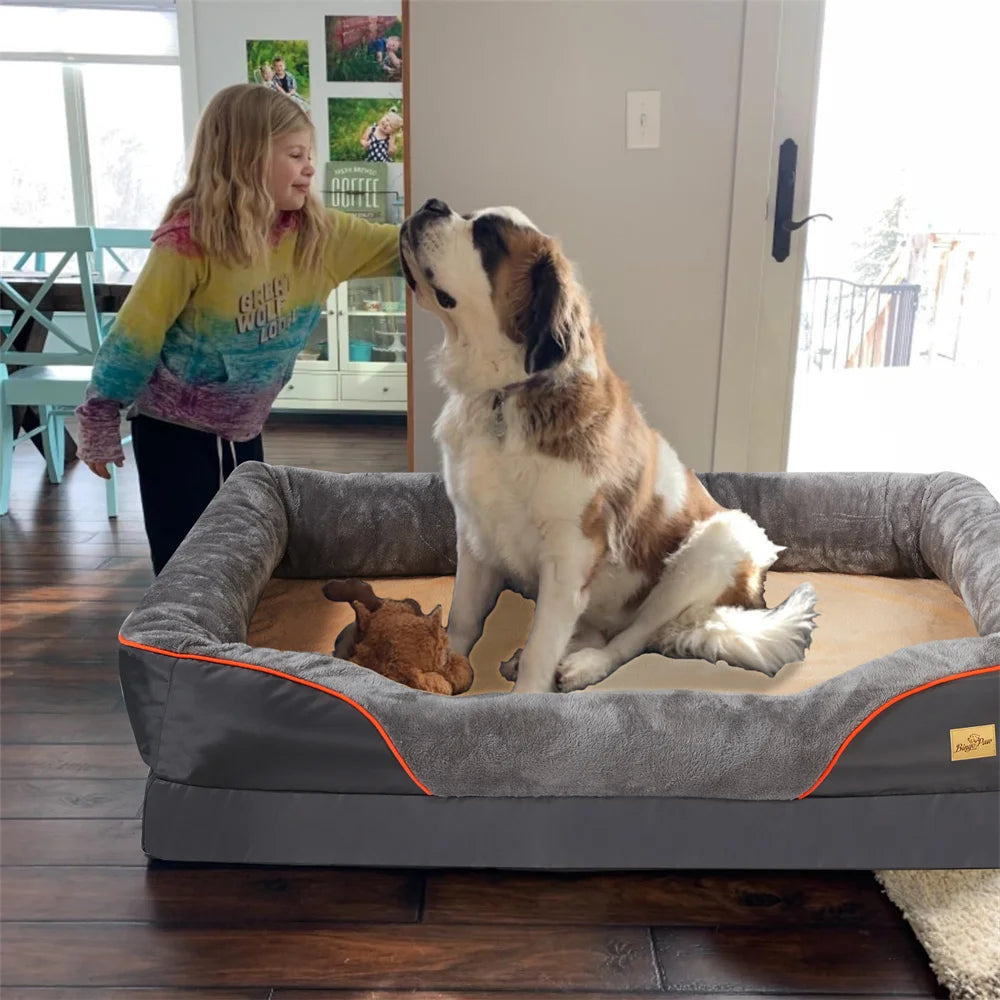 BORWARTC Orthopedic Memory Foam Dog Bed Waterproof With Removable Cover