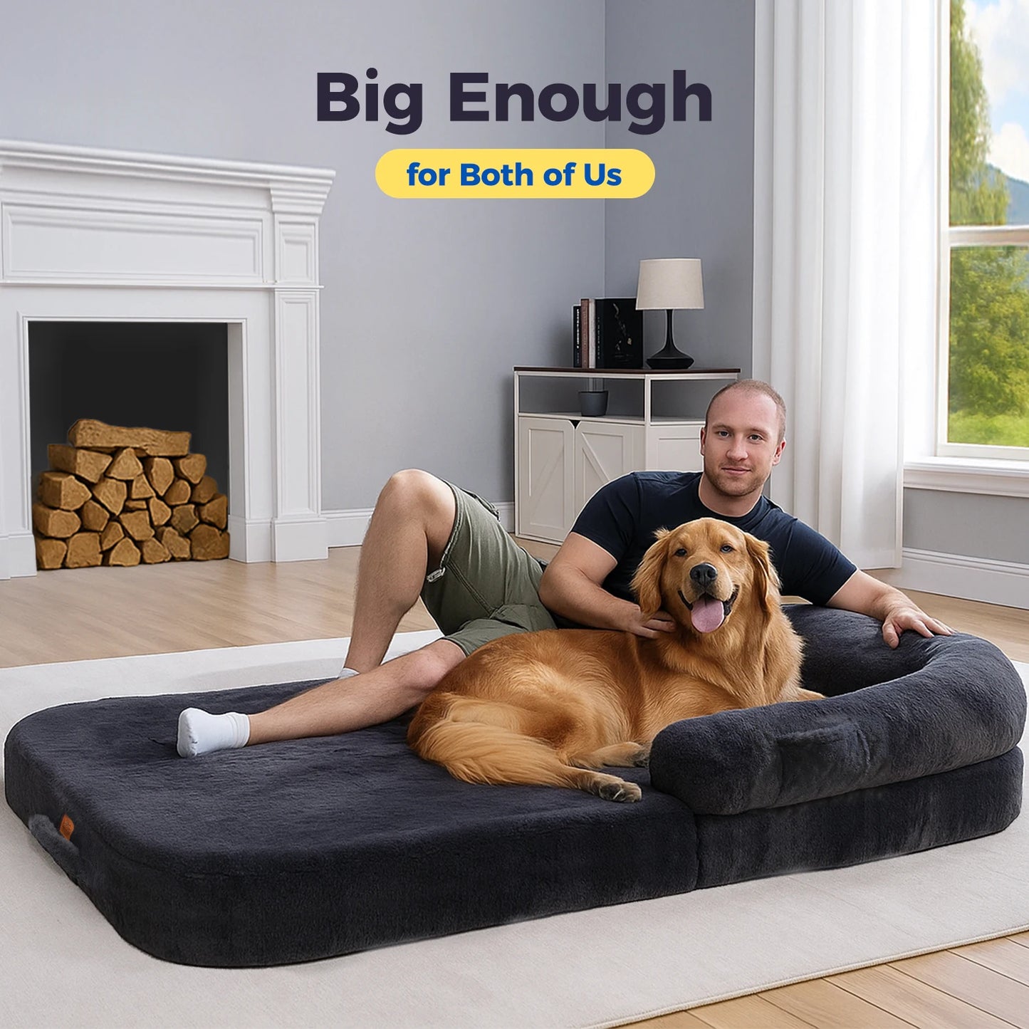 PAWZ Road Foldable Dog Bed For Large Dogs Plush Washable