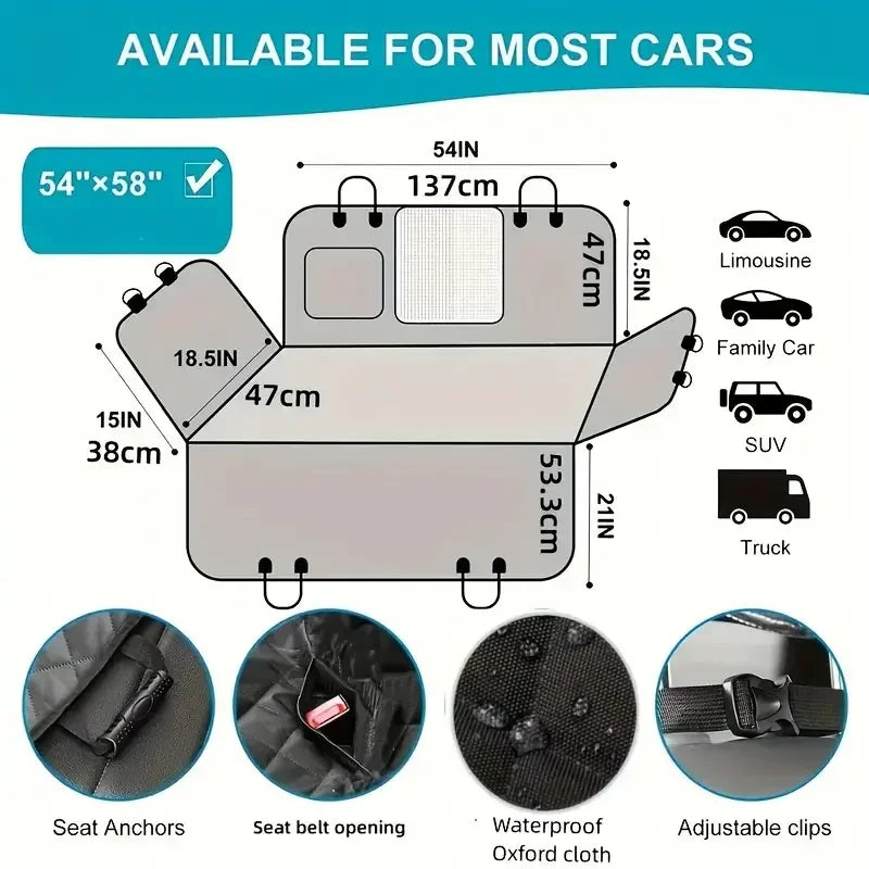 Waterproof Dog Car Seat Cover Hammock With Nonslip Durable Polyester