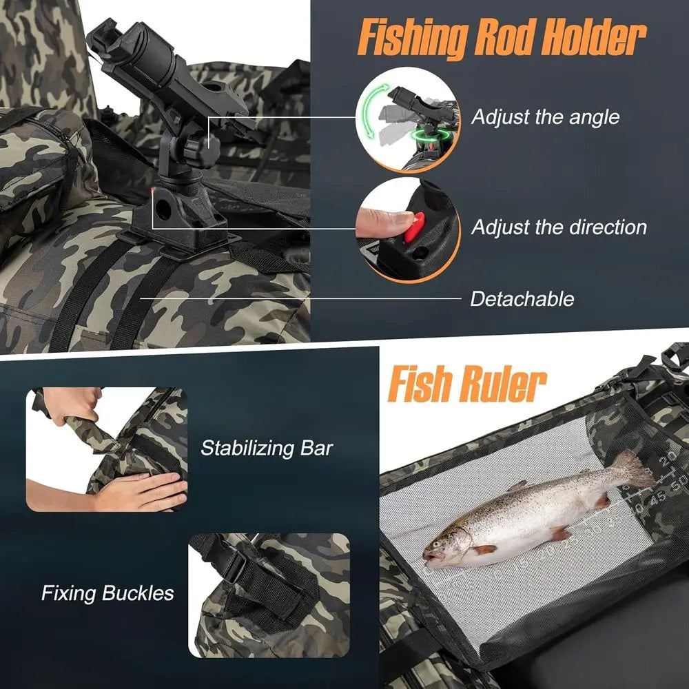 Inflatable Belly Boat With Rod Holder And Pump