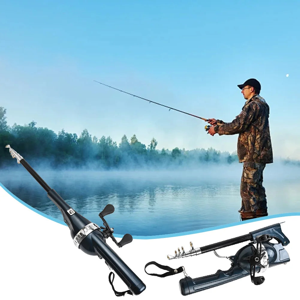 Alloet Portable Folding Telescopic Spinning Rod With Reel Carbon Fiber
