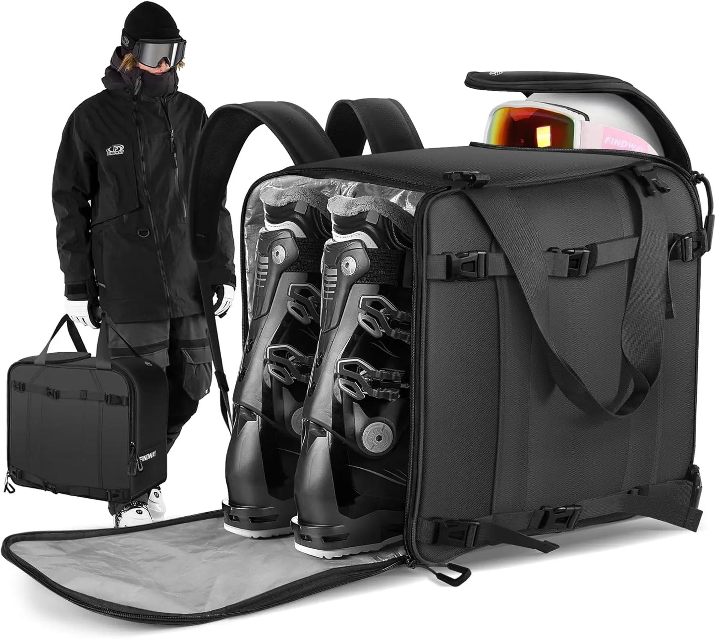 XMSJ Ski Boot Bag Waterproof Backpack For Skis And Gear