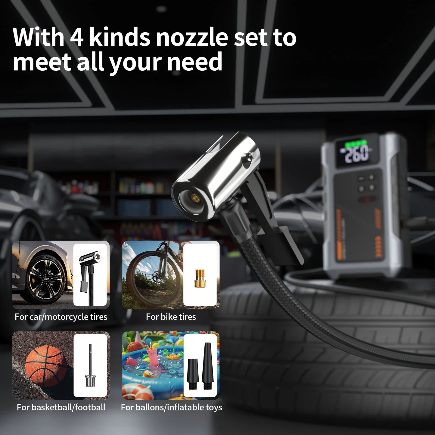 Geeneu Portable Car Jump Starter With Air Compressor