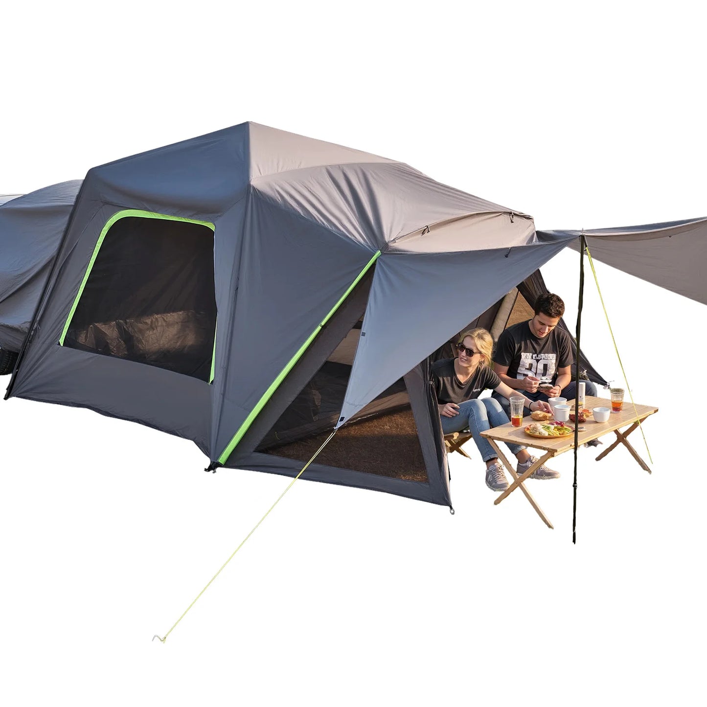 SucceBuy SUV Tent For Camping With Shade Awning Mesh Windows