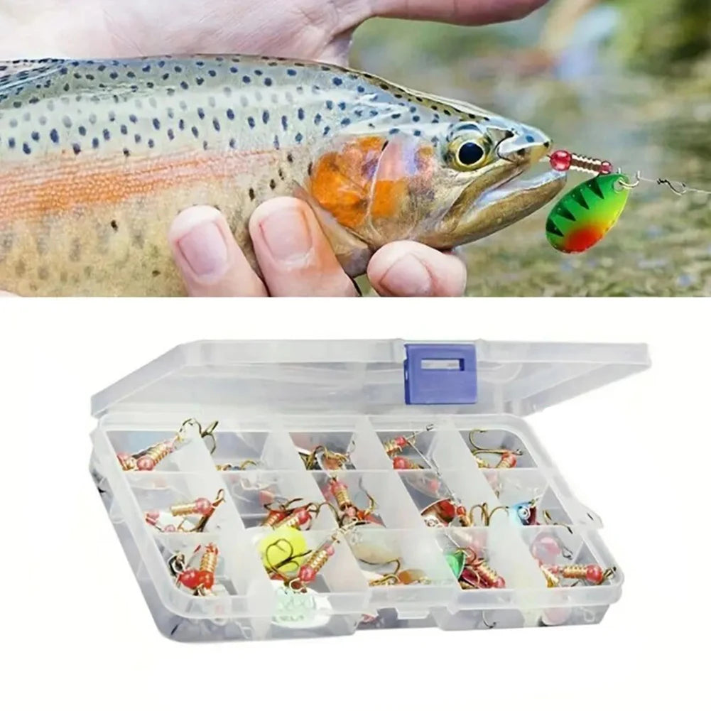 JOCESTYLE 30pcs Metal Spoon Spinner Fishing Lure With Treble Hook