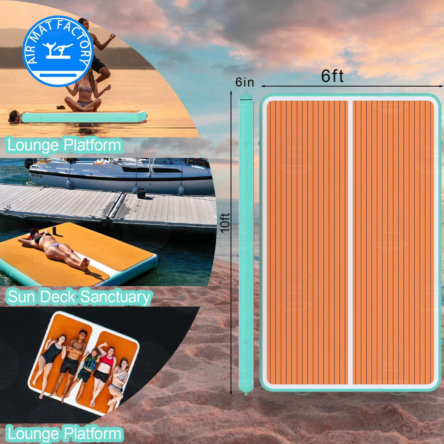 Inflatable Non Slip Floating Dock Water Platform For Pool Beach