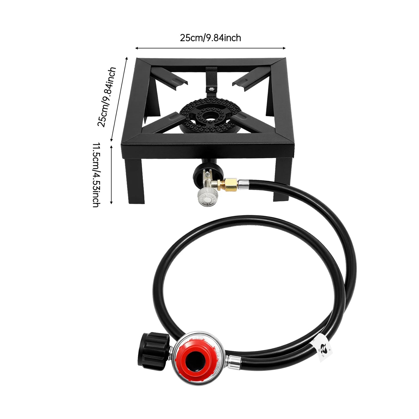 Portable Double Burner Gas Stove With 0-10 PSI Regulator Hose