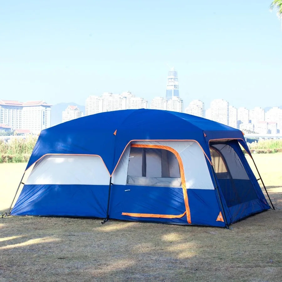 Extra Large Tent Waterproof Double Layer 2 Rooms 3 Doors