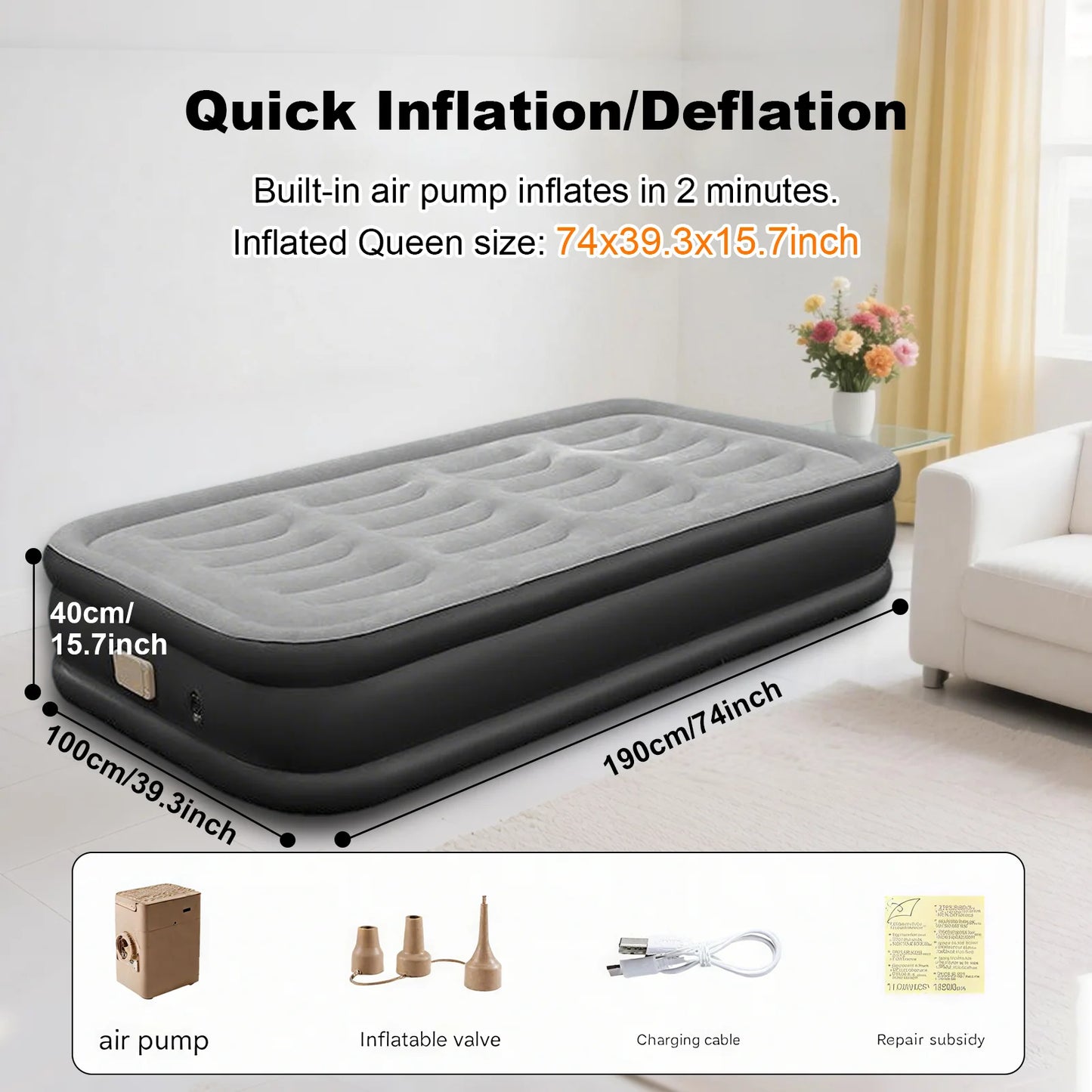 By Inflating PVC Automatic Inflatable Mattress With Built-In Pump