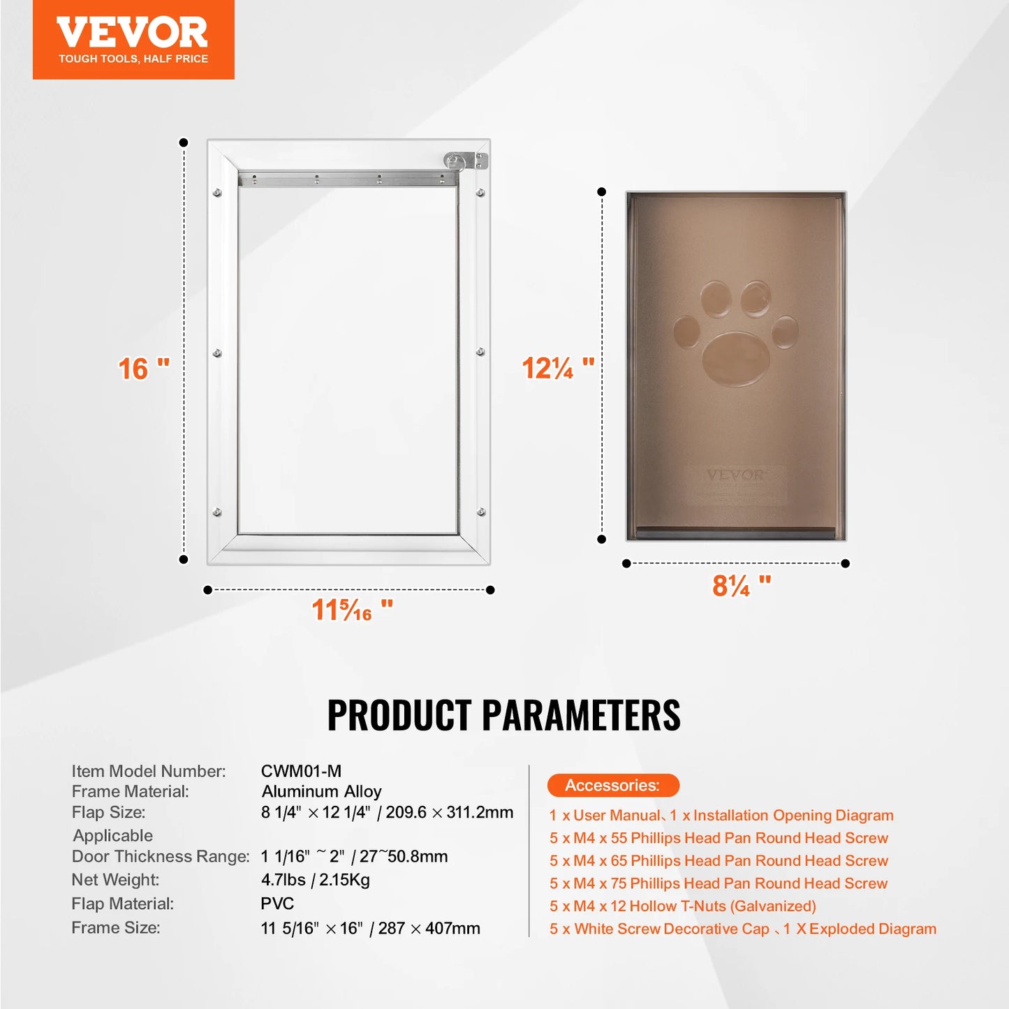 SucceBuy Dog Door Aluminum Frame With Lockable Flap