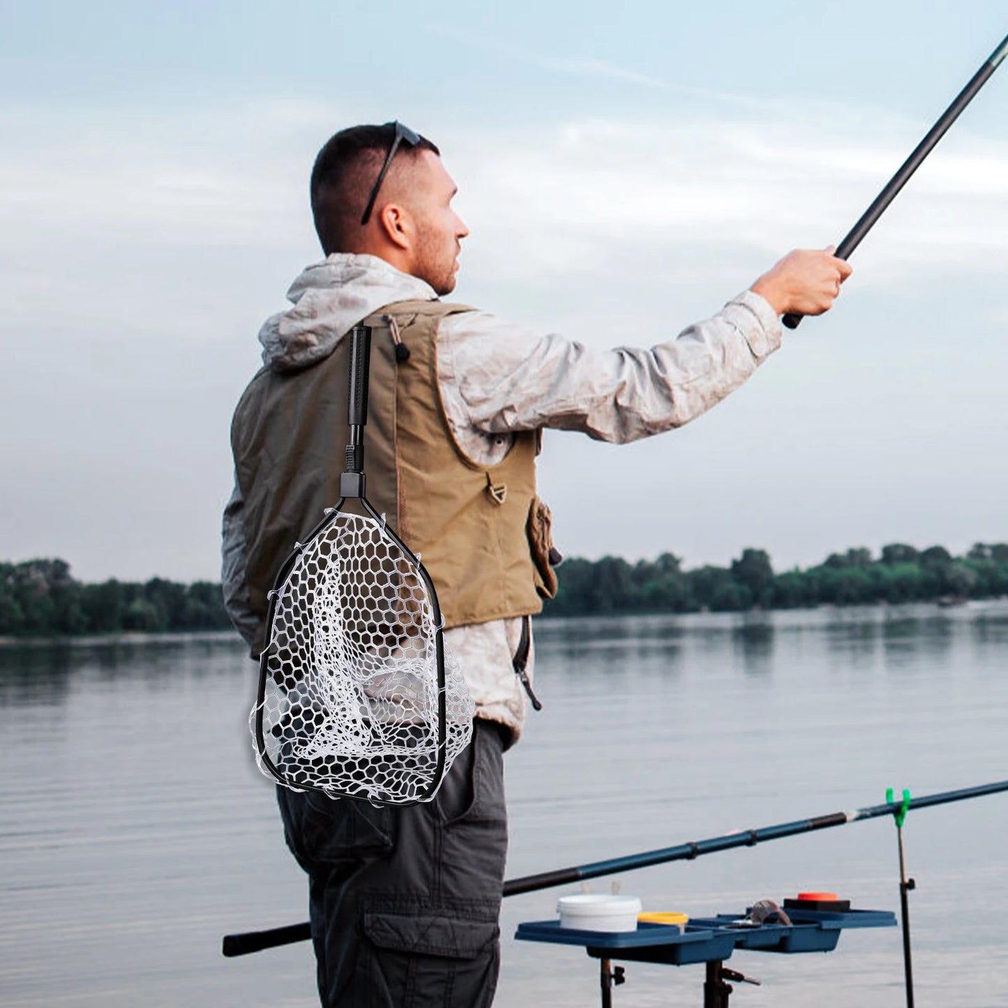 TWISTER.CK Foldable Trout Fishing Net With Rubber Mesh Handle