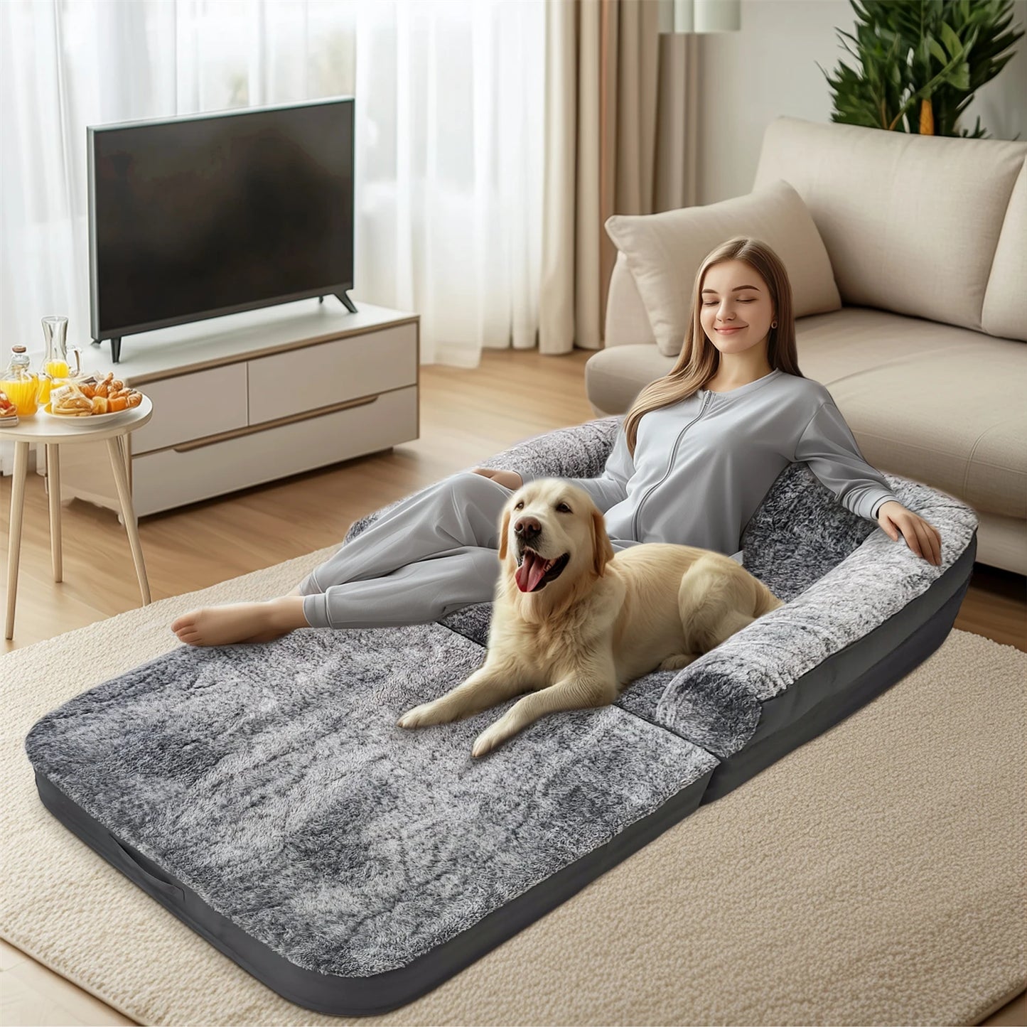 BINGOPAWCN Orthopedic Foldable Dog Bed With Bolster