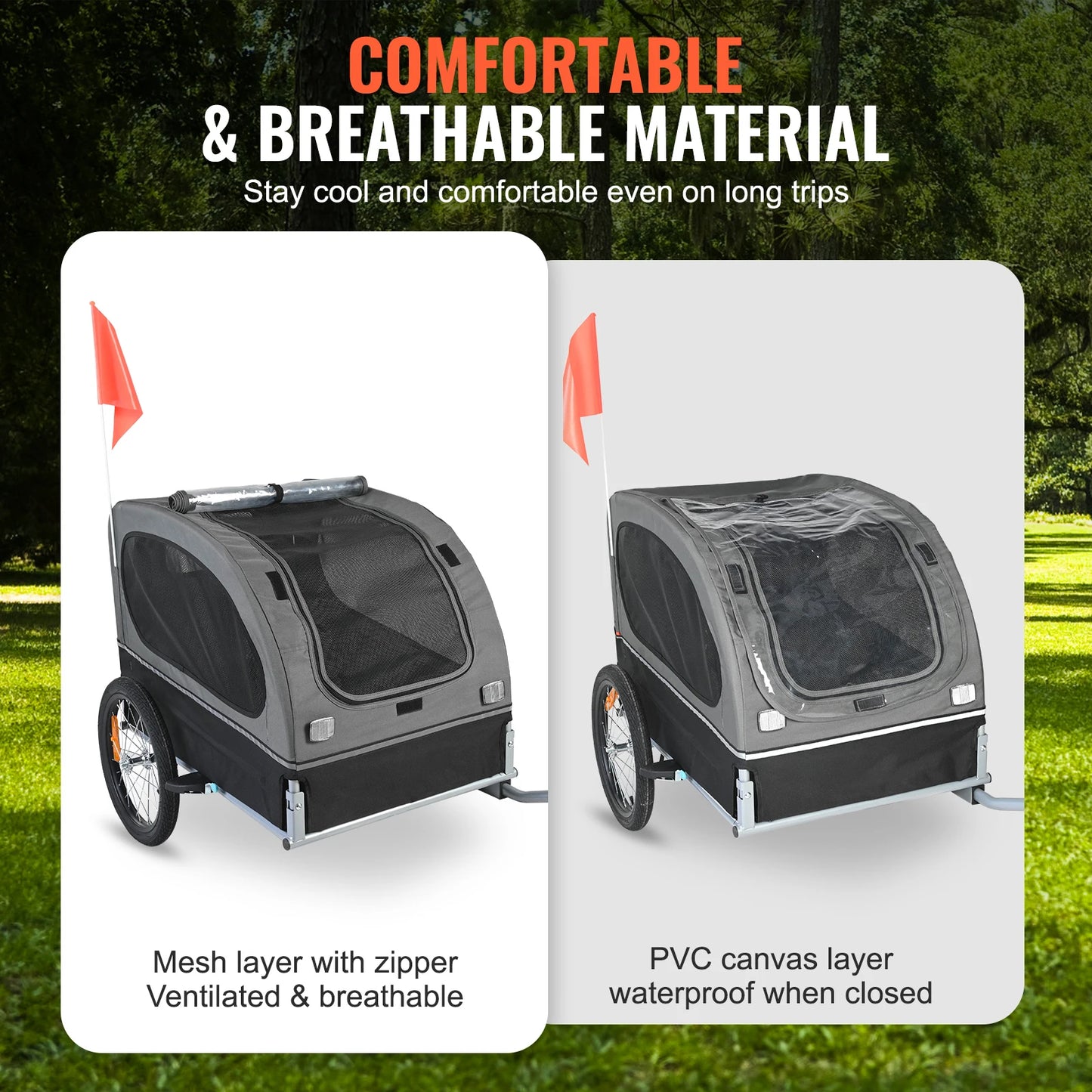 Dog Bike Trailer Carrier With Wheels Reflectors Collapsible