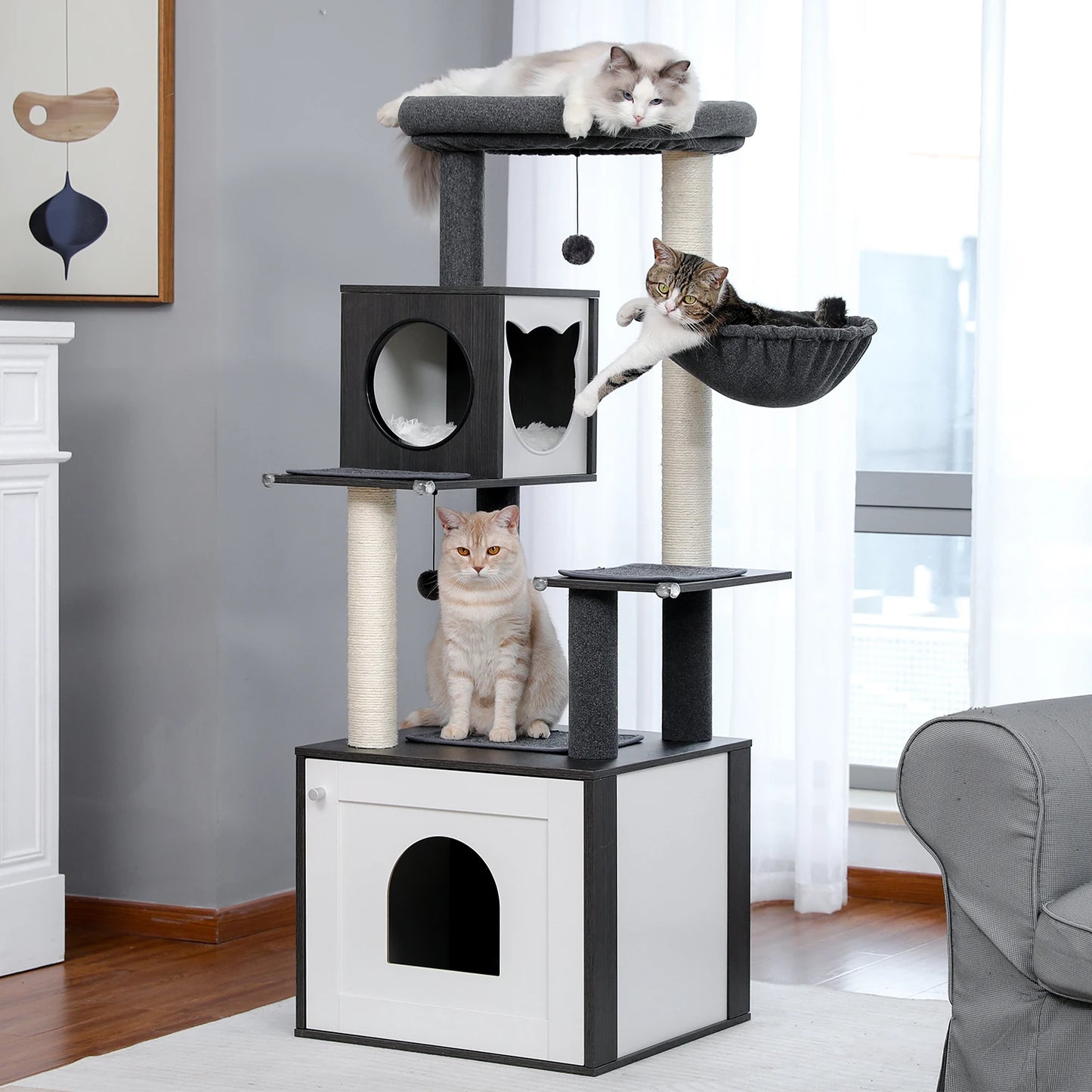 PAWZ Road Multi-Level Cat Tree Indoor Wood Tower With Posts